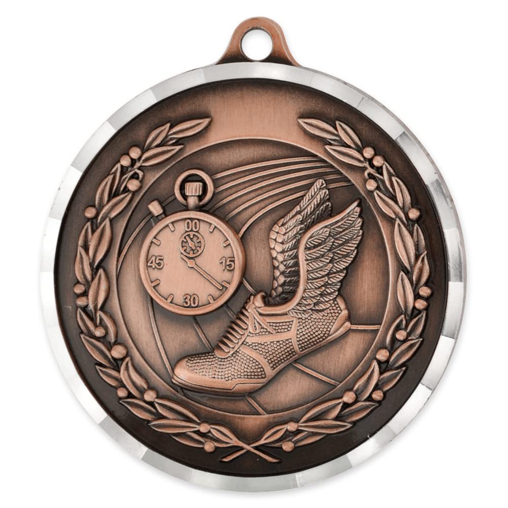 PinMart 2 Inch Diamond Cut Track Award Sports Medal - Perfect for Track Meets, Running Competitions & Athletic Achievement Recognition