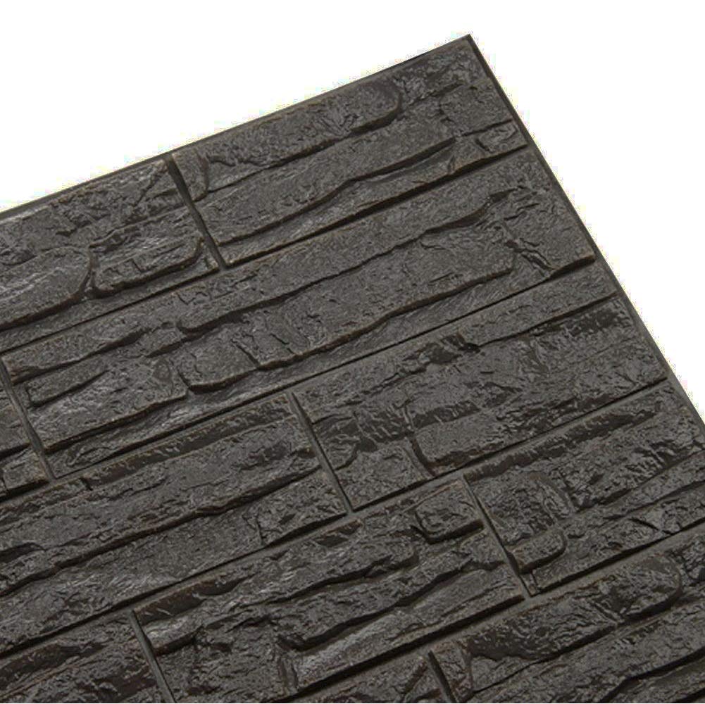 3D Brick Wall Panels - Self Adhesive PE Foam Wallpaper for Home & Commercial Decor - Easy Peel & Stick Backsplash for Kitchen, Living Room, Bedroom, Restaurant - Textured Grey Brick Design (24 Pack, Deep Grey) | Perfect for Accent Walls, Feature Walls, and Interior Design Projects