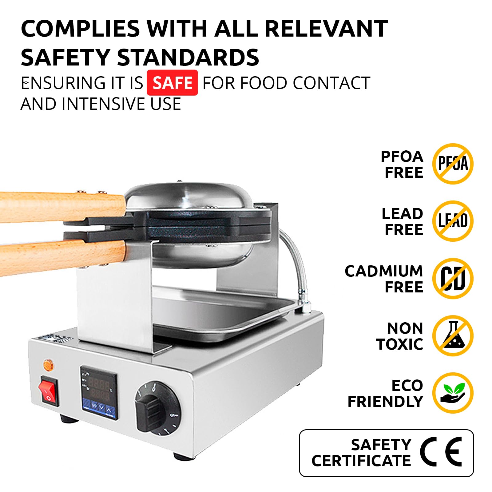 Commercial Stainless Steel Bubble Waffle Maker Machine with Digital Thermostat - 110V Electric Egg Waffle Iron for Home & Restaurant Use - Perfect for Making Hong Kong Style Egg Puffs, Desserts & Street Snacks (AP-124)