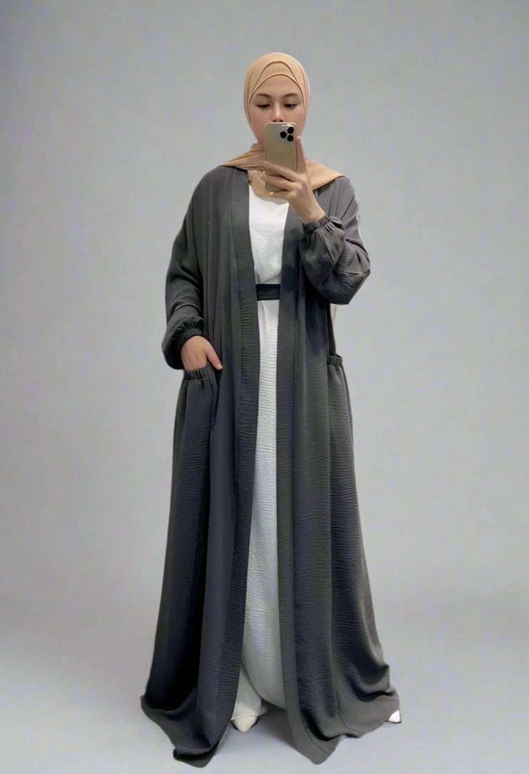 8 Color Options Wrinkle-Free Open Abaya Dress for Muslim Women - Perfect for Prayer, Daily Wear & Special Occasions