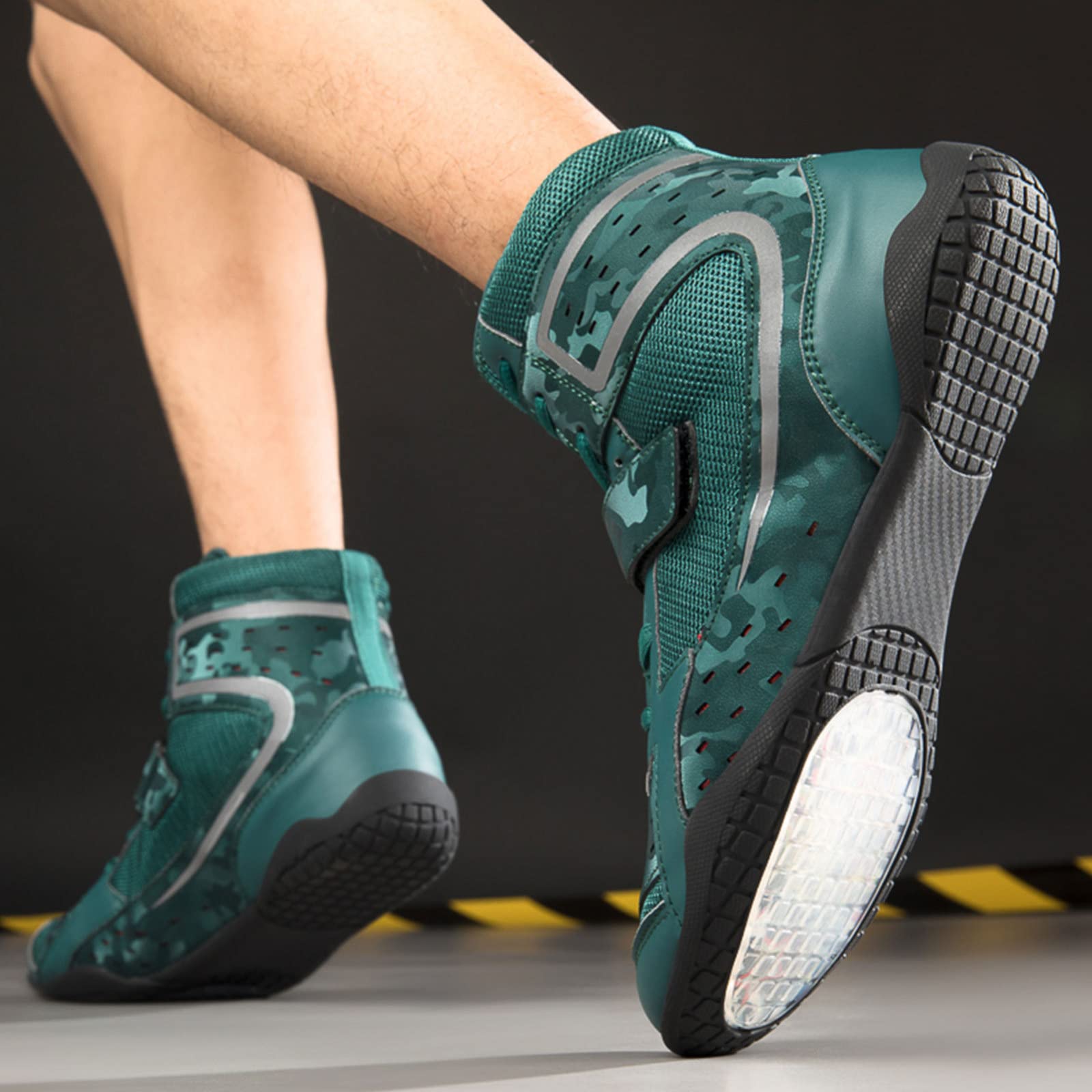 Men's Lightweight Boxing Shoes for Training & Sparring - Ankle Support Wrestling Boots for Squats & Workouts - Green Size 9 | Perfect for Boxing Gyms, MMA Training & Fitness Workouts