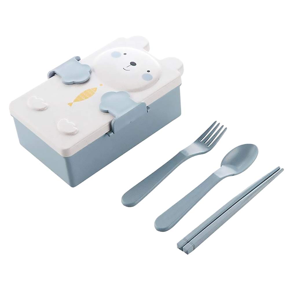 Cabilock 2-Compartment Cartoon Wheat Straw Lunch Box Set - Microwave Safe Bento Box for Kids & Adults - Perfect for School, Office, and Picnic Meals