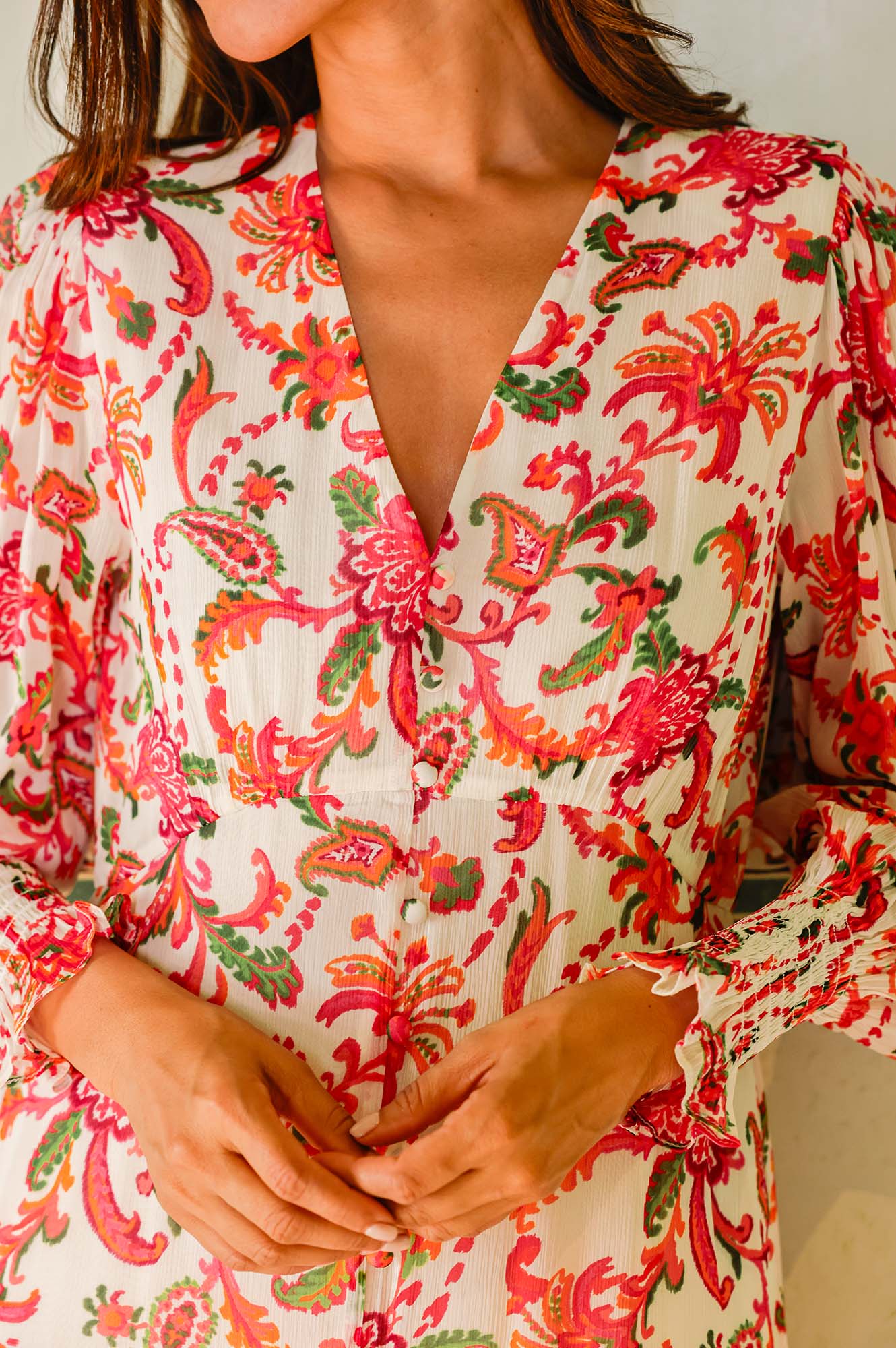 Long Sleeve Sally Anne Dress | Paisley Floral Print Women's Fashion Dress for Casual Wear, Office & Special Occasions