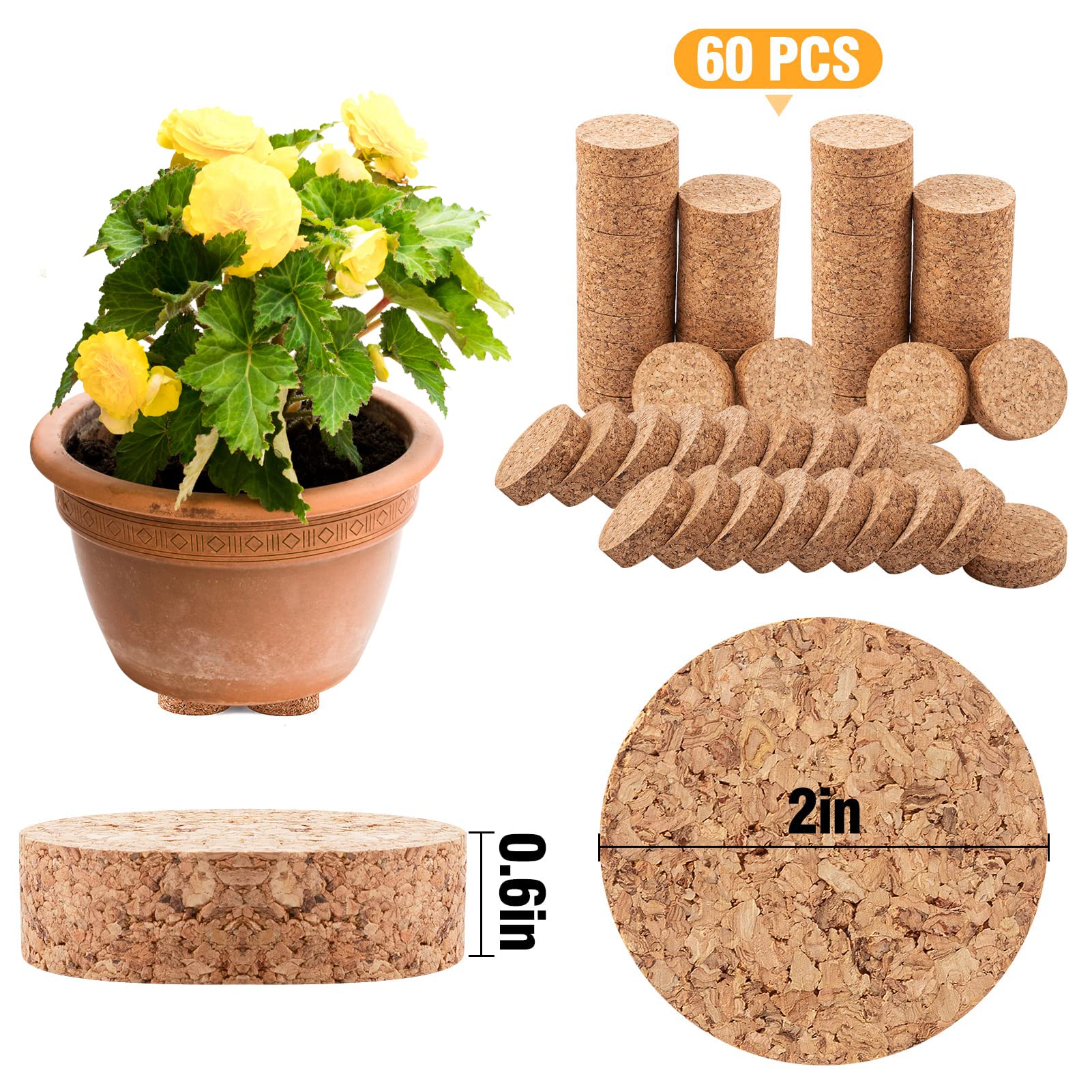 60Pcs Invisible Non-Slip Cork Pot Feet - 2