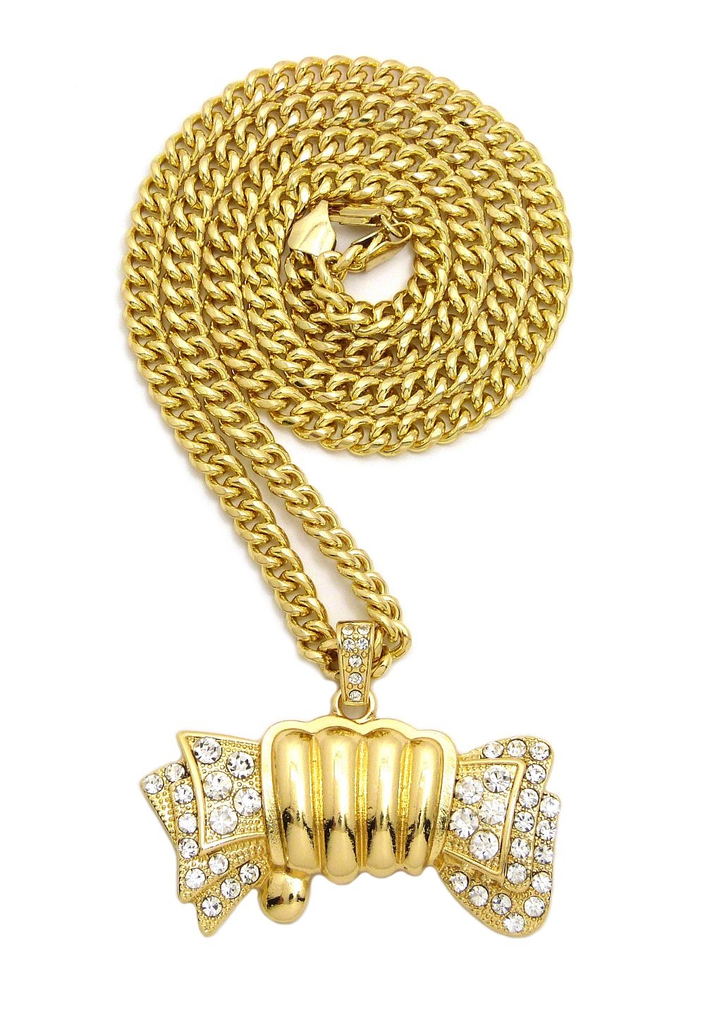 Hip Hop Rhinestone Money Pendant Necklace - 5mm Cuban or 3mm Rope Chain for Men's Streetwear