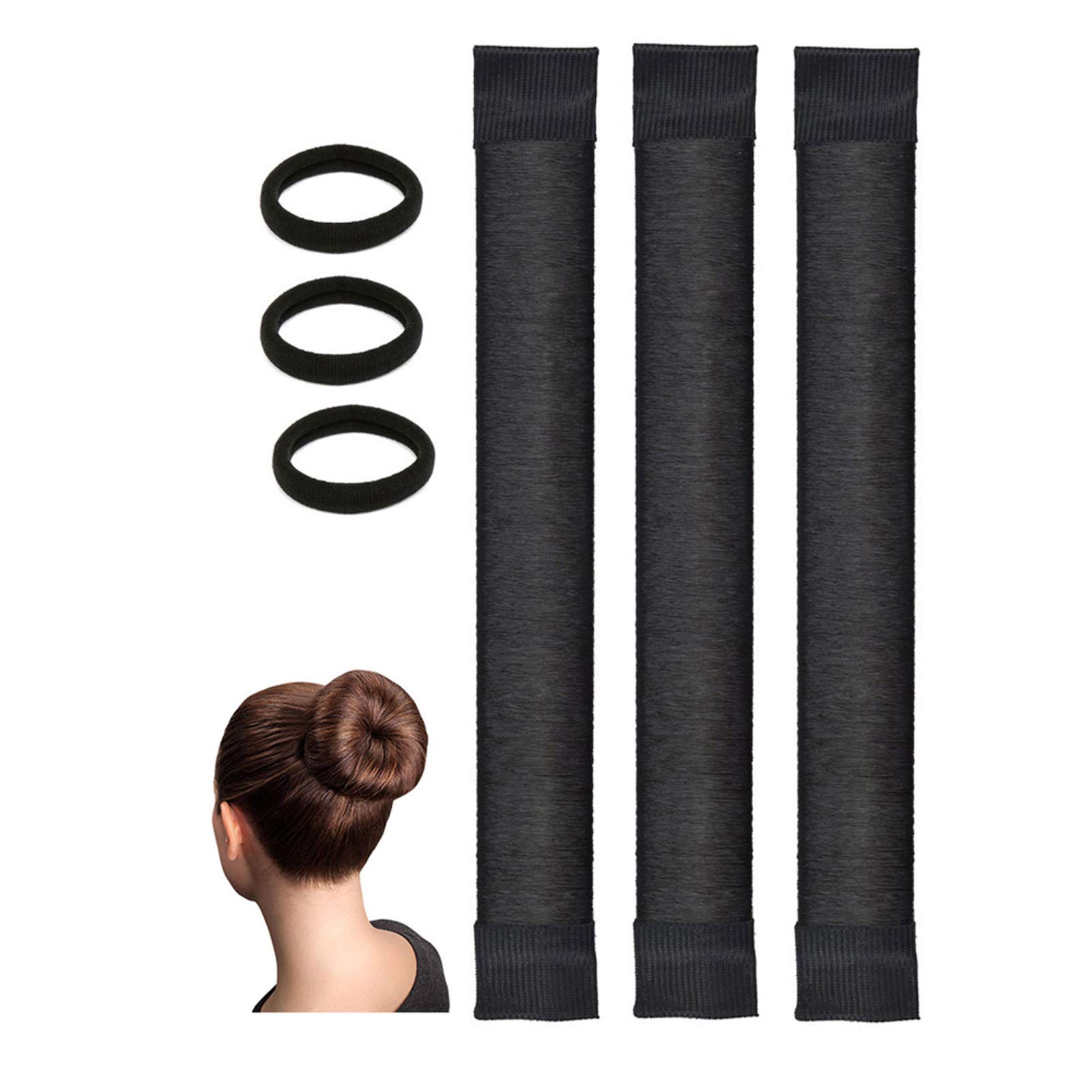 OCHILIMA Professional Hair Bun Maker 3-Piece Set - Black Magic Bun Makers for Perfect Ballet & Ballerina Buns - Easy Snap & Roll Donut Hair Shaper Tool - Great for Dance Performances, Weddings & Everyday Styling
