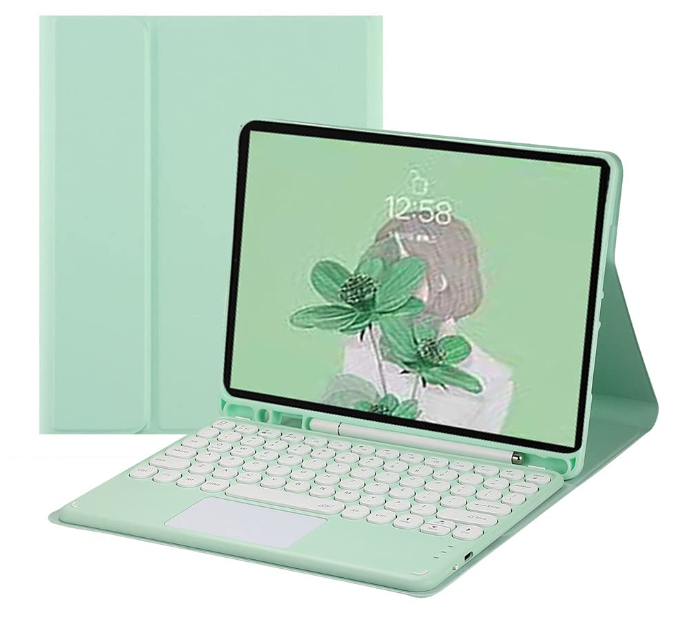 Galaxy Tab S8+/S7 FE Keyboard Case with Touchpad - Mint Green for Work & Study