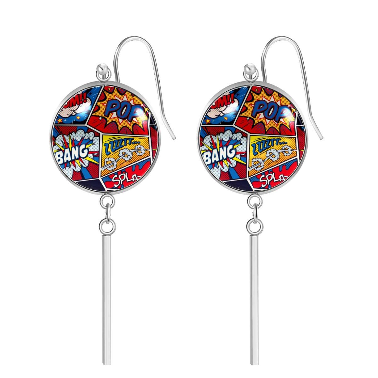 Stainless Steel Drop Dangle Hoop Earrings - Trendy Pop Art Style for Women | Perfect for Parties, Date Nights & Everyday Wear