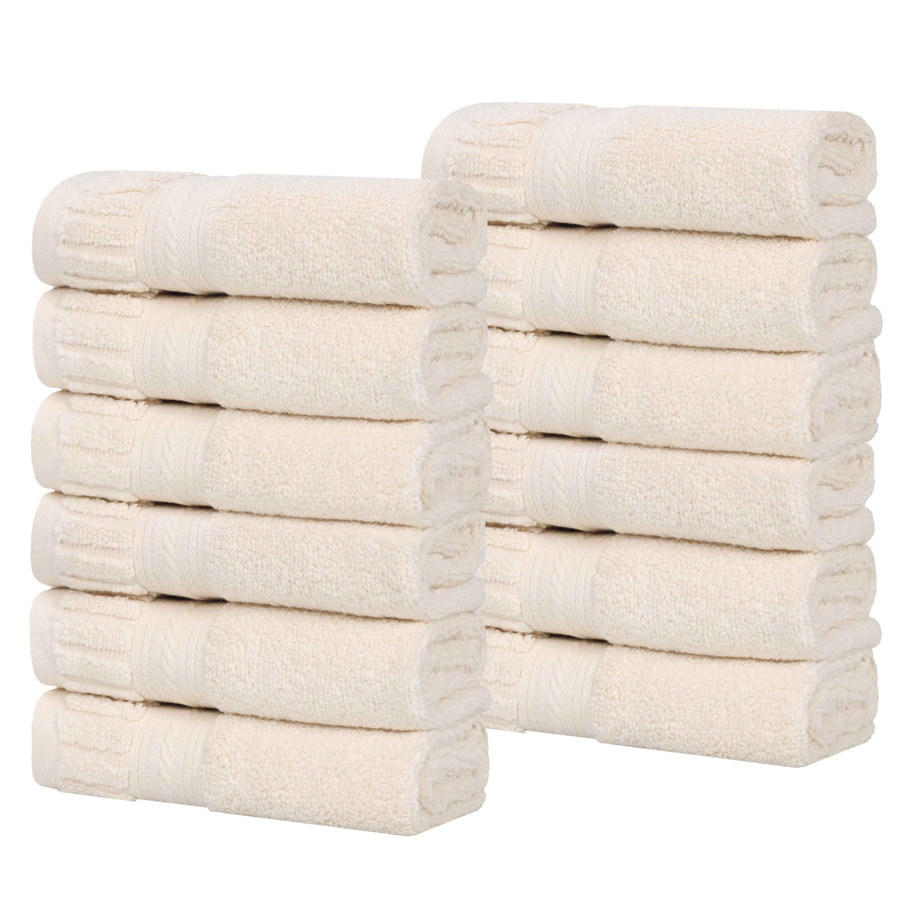 Premium Venice Zero Twist Cotton Face Towels - Soft & Absorbent Medium Weight Bath Towels, Set of 12 - Perfect for Spa, Gym & Luxury Bathroom Use