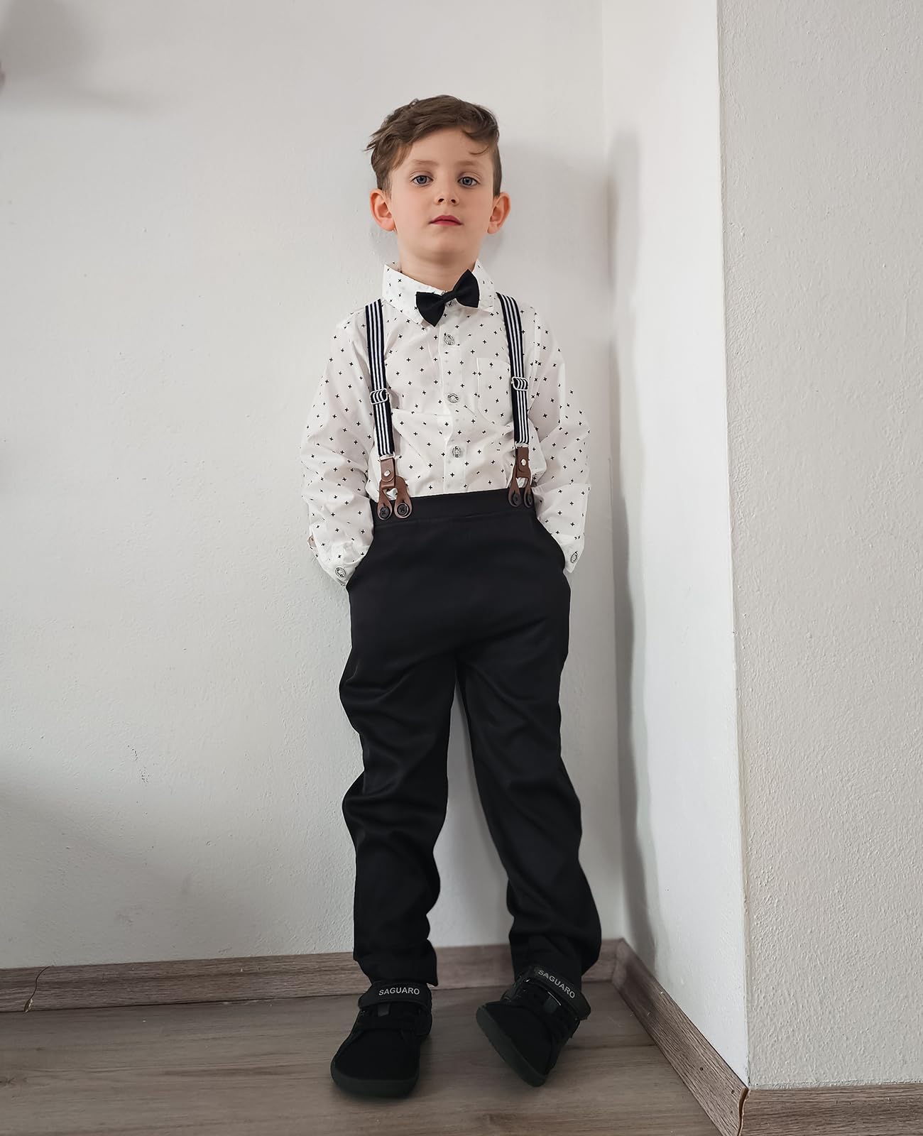 Volunboy Baby Boy Suit 3-Piece Formal Outfit - Toddler Gentleman Clothes with Long Sleeve Shirt & Pants Set for Weddings, Parties & Special Occasions