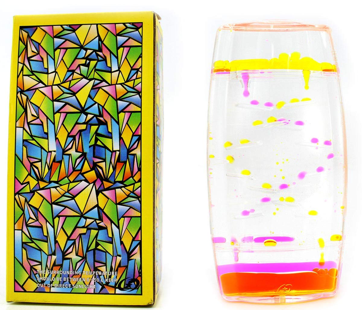 AZ Trading & Import Liquid Motion Timer - Colorful Sand Timer for Kids & Adults - Yellow & Pink - Perfect for Classroom, Office, Stress Relief & Meditation