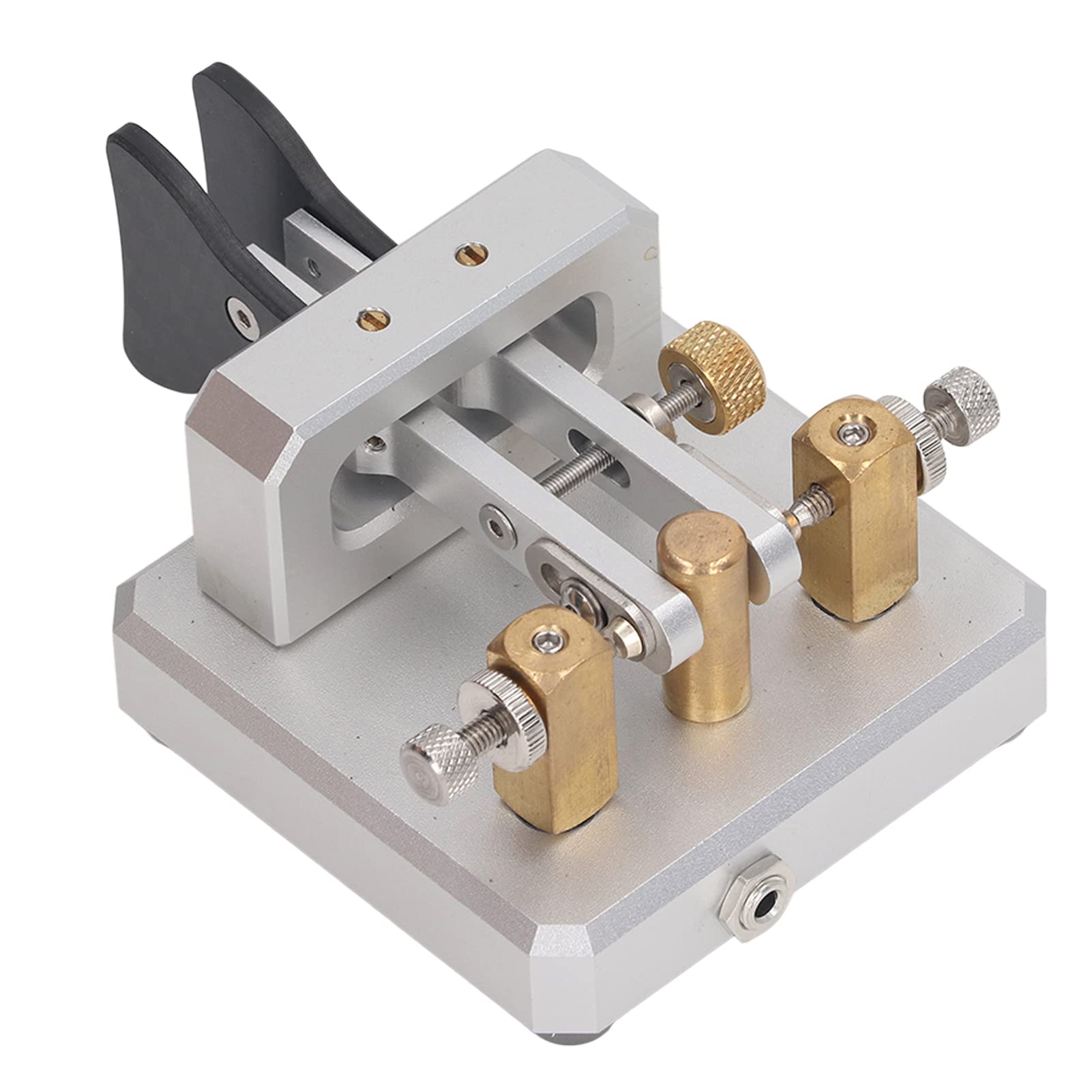 Premium Morse Code Key for CW Shortwave Training - Dual Paddle Keyer with Carbon Fiber & 3.5mm Interface - Reliable Performance for Ham Radio Enthusiasts - Perfect for Morse Code Practice, Amateur Radio Operations & Emergency Communication (Silver)
