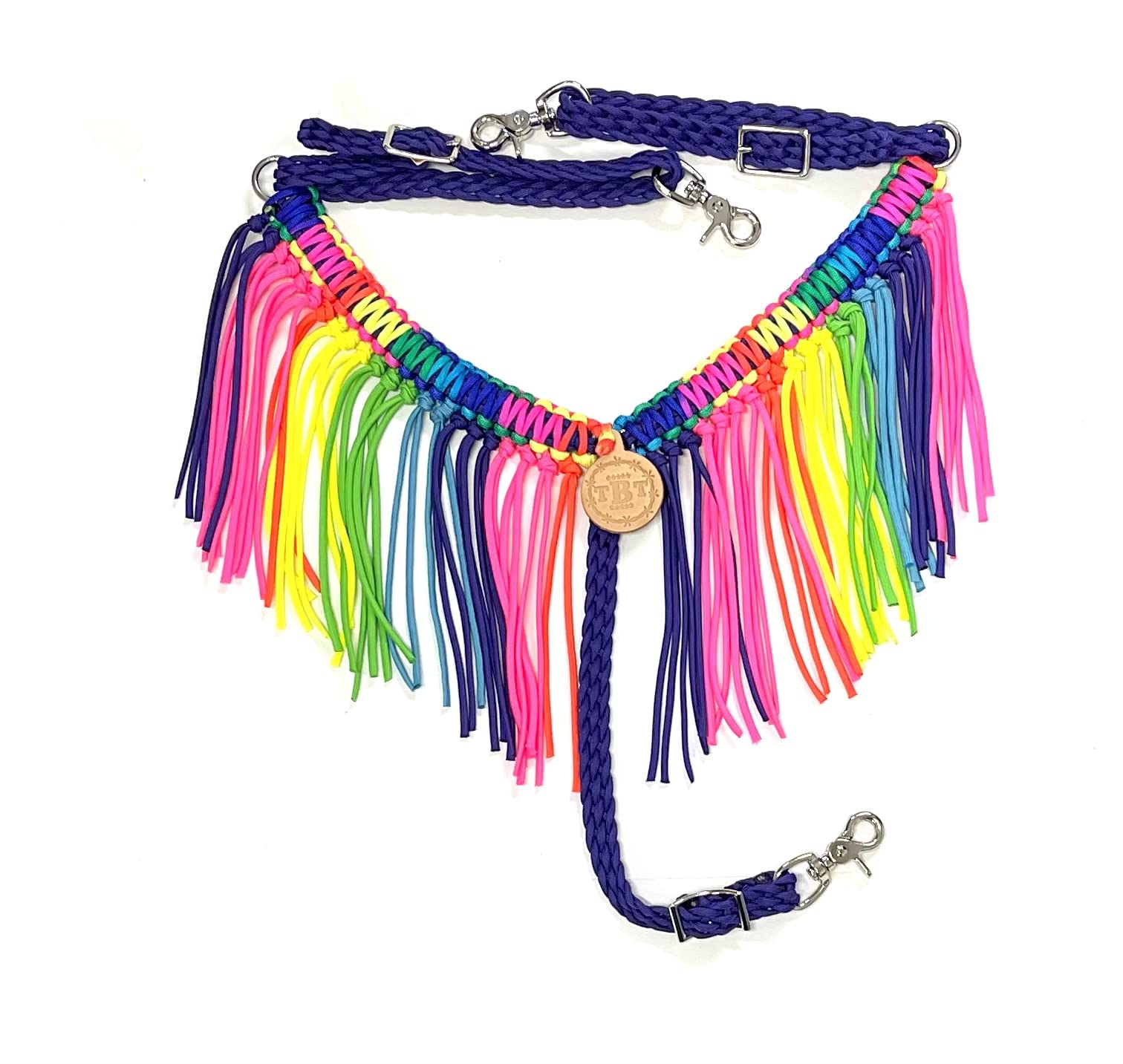Colorful Rainbow Small Pony Fringe Breast Collar - Western Horse Riding Accessory for Show & Trail Riding