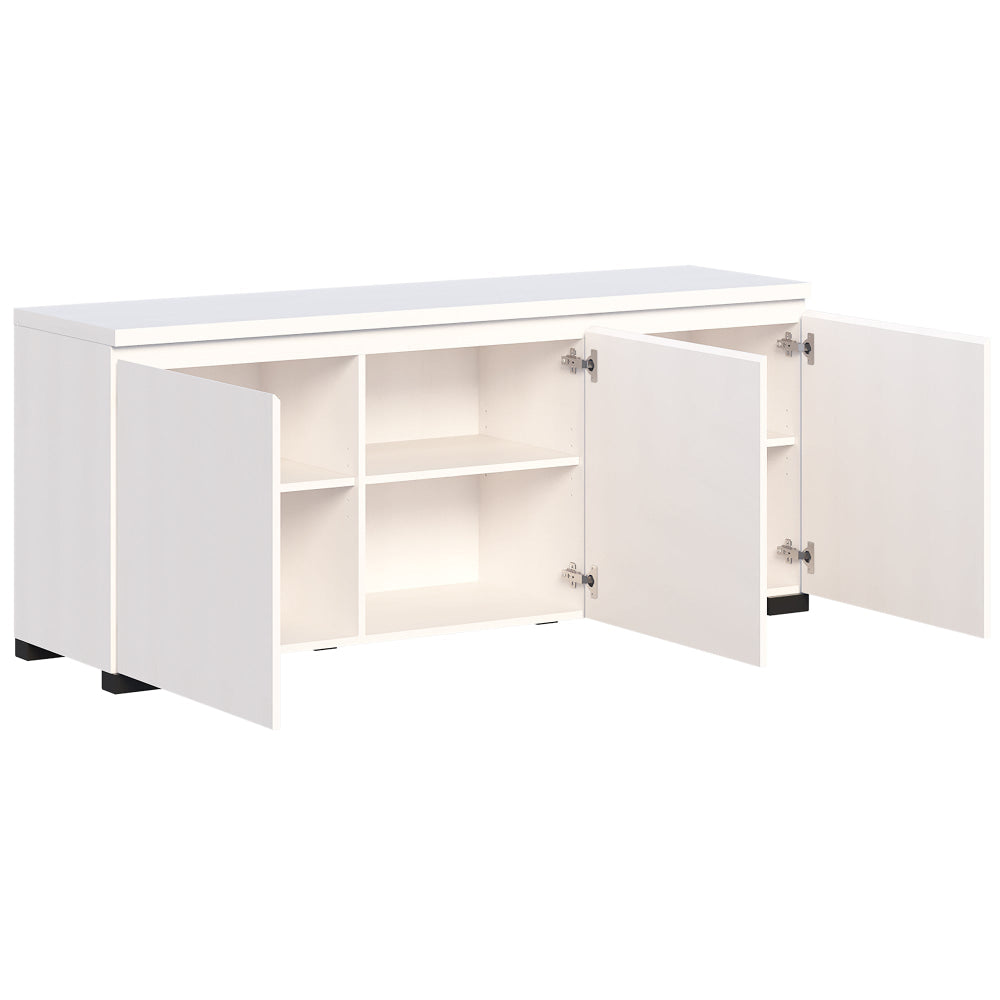 Charles Modern White Wooden 3-Door Sideboard Buffet Cabinet with Storage - Perfect for Dining Room, Living Room & Entryway Organization