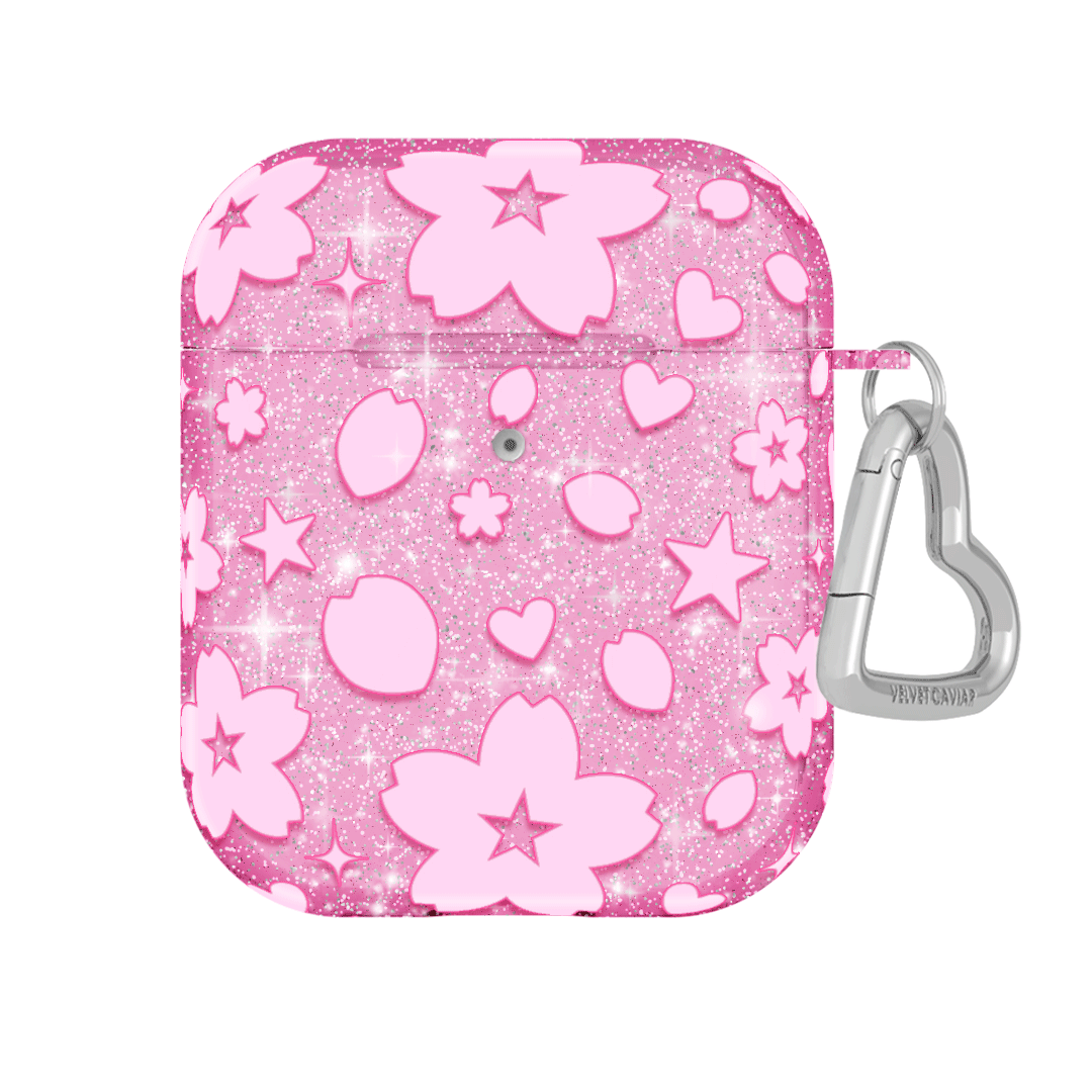 Cherry Blossom Glitter AirPods Case - Cute Floral Design Protective Cover for AirPods 1/2/3/Pro - Perfect for Spring, Gifts & Everyday Use