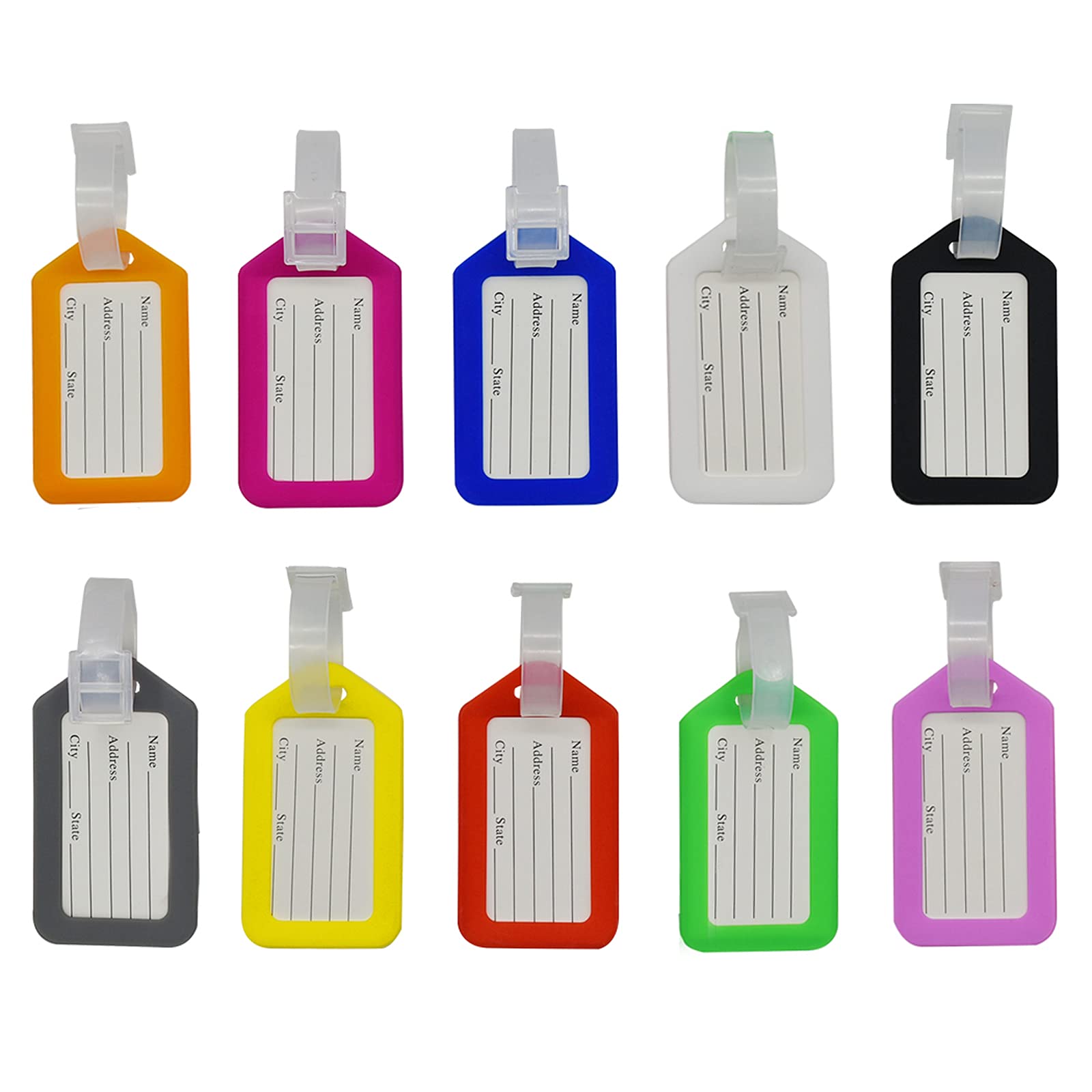 Maydahui 10-Pack Colorful Durable Plastic Luggage Tags - Waterproof Suitcase ID Labels for Travel Bags & Backpacks | Perfect for Airports, Cruise Ships & Business Trips