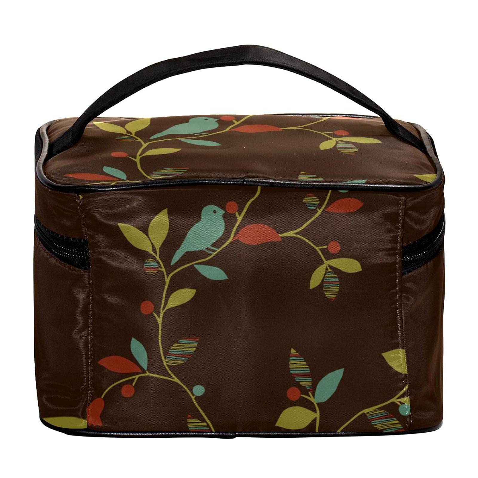 Stylish Bird Print Travel Makeup Bag - Large Cosmetic Organizer with Zipper for Women & Girls - Perfect for Vacations, Gym, and Daily Essentials Storage