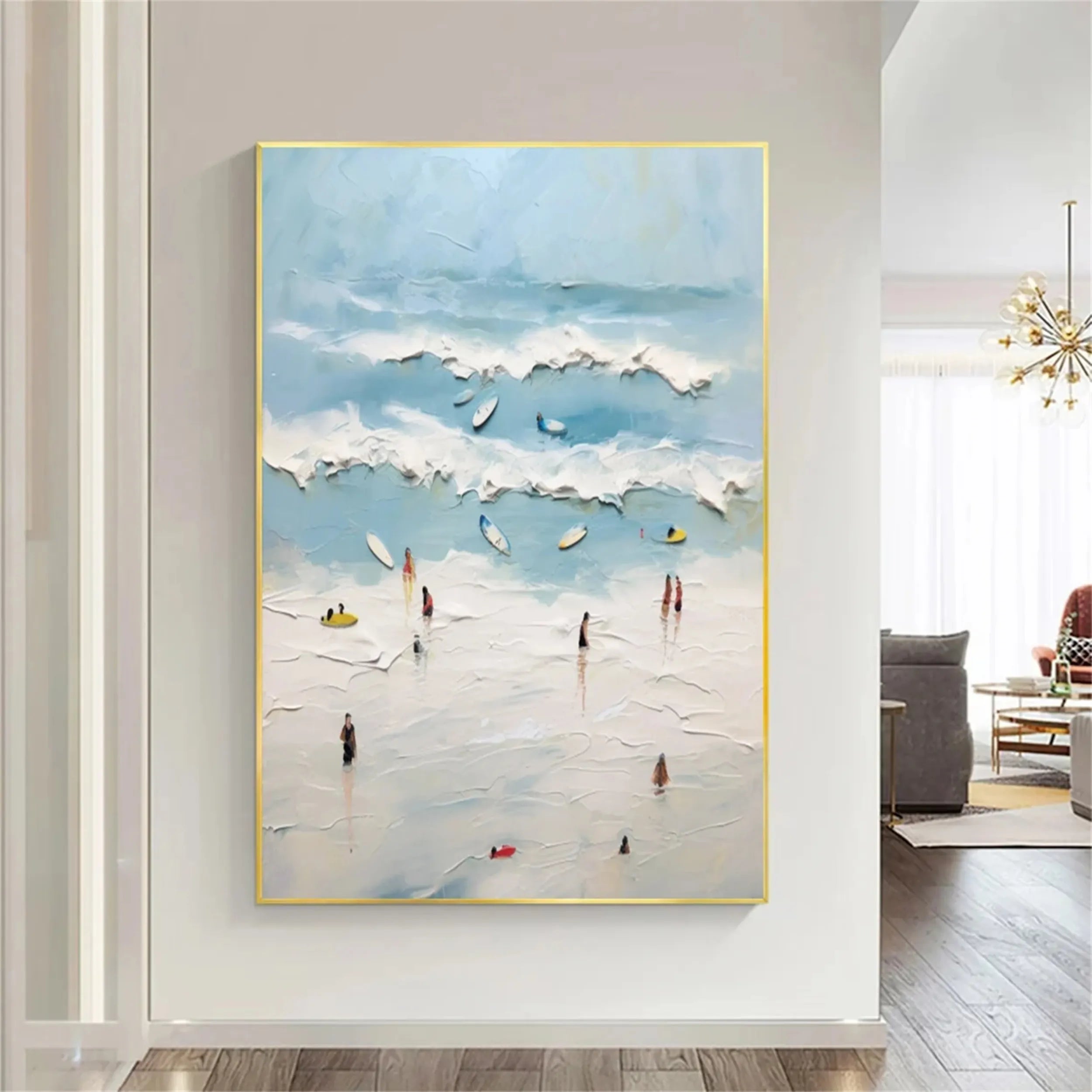 Seascape and Snowy Peak Painting #SP019 - Stunning Landscape Wall Art for Home & Office Decor
