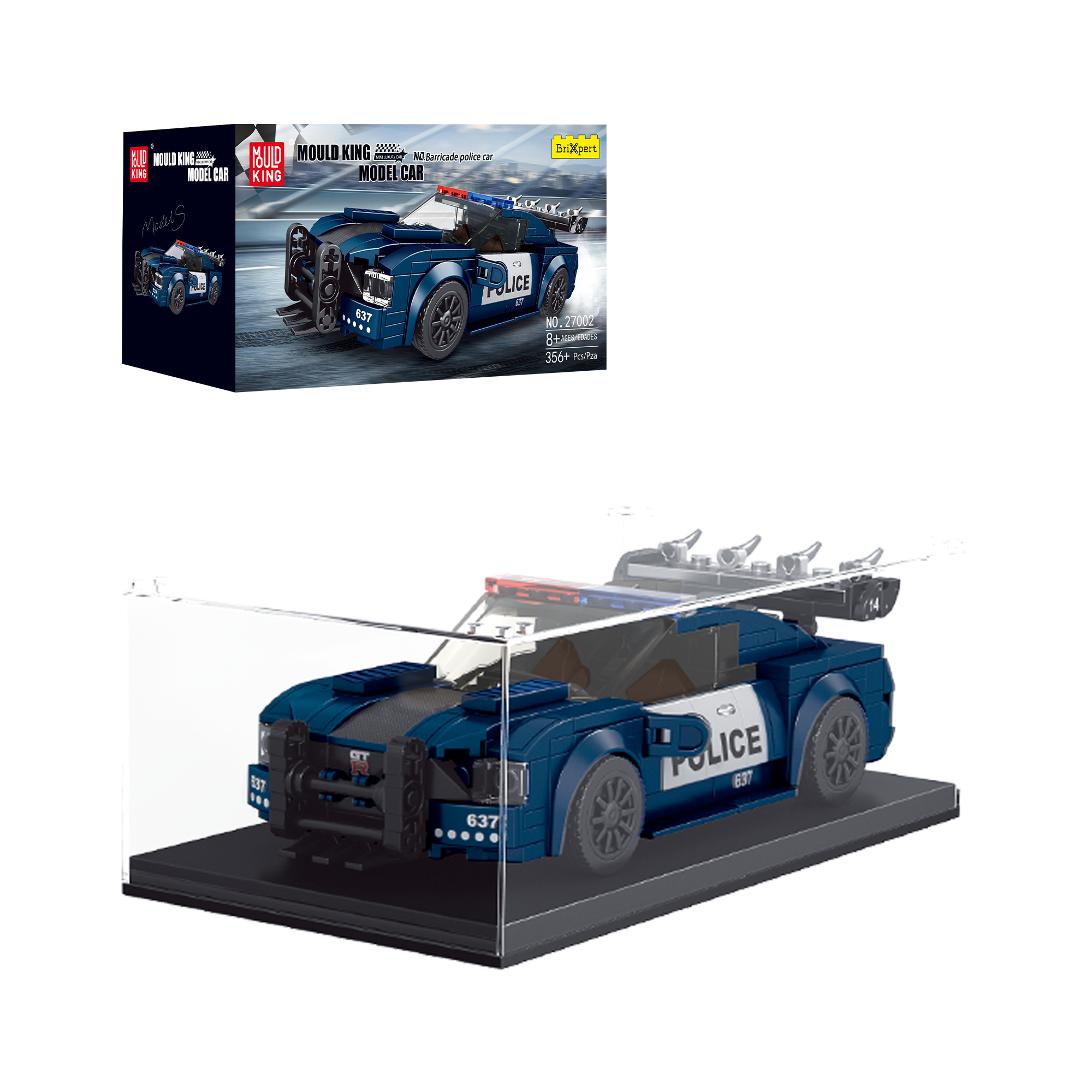Mould King 27002 The Barricade Police Mini Sports Car Building Set - 356 PCS STEM Toy for Kids & Adults | Perfect for Creative Play, Gift Giving & Collector Display