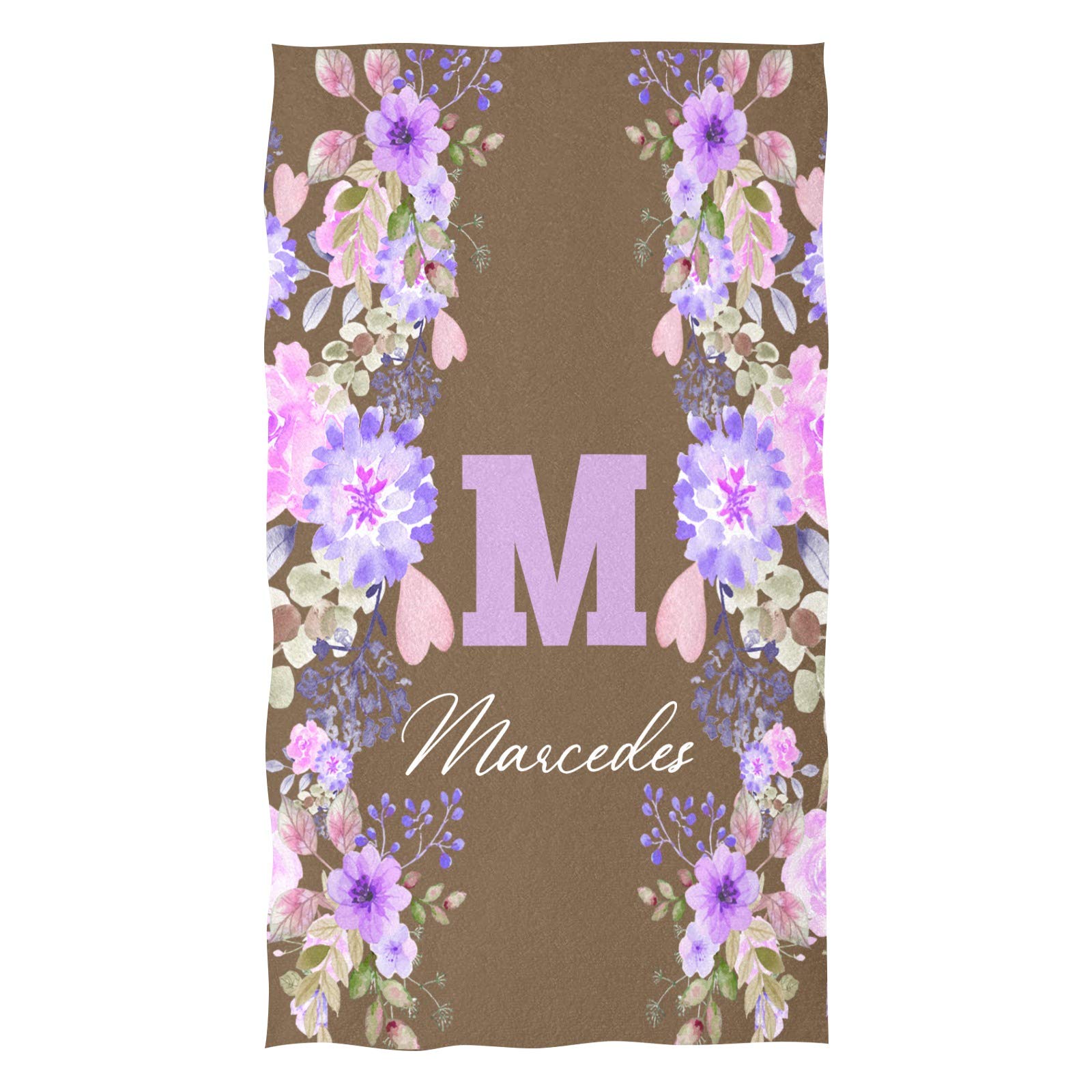Personalized Floral Hand Towels - Soft Absorbent Microfiber Bath Towels with Custom Name - Quick Dry Multipurpose Towel for Bathroom, Hotel, Gym, Spa & Kitchen (16x28 Inches) - Perfect for Guest Bathrooms, Wedding Gifts & Home Decor