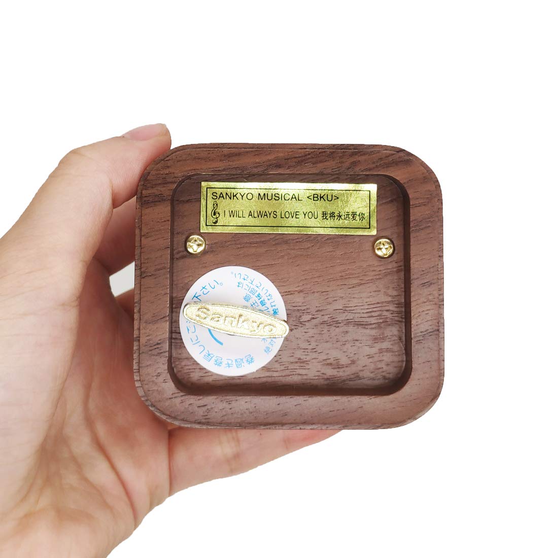 Gbrand LA Vie EN Rose Natural Wood Music Box - Mini Wind Up Musical Box in Walnut - Perfect for Weddings, Anniversaries & Romantic Gifts
