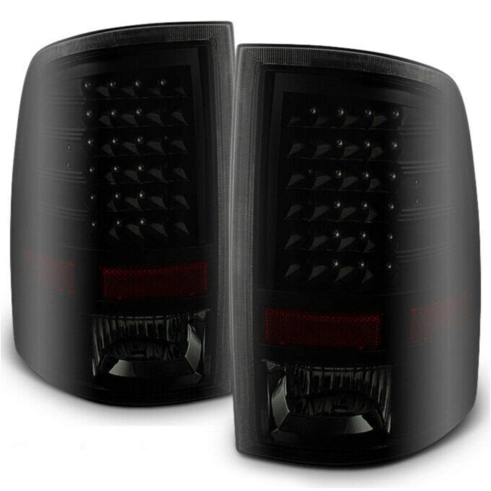 2009-2020 Dodge Ram Black Smoked LED Tail Lights Pair - Left & Right Brake Lamps for Improved Visibility & Style | Perfect for Night Driving & Custom Truck Upgrades