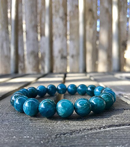 LOVEKUSH 9.5mm Teal Apatite Stretch Bracelet - Handmade Gemstone Beaded Jewelry for Women, Healing Crystal Energy Bracelet - Perfect for Yoga, Meditation & Everyday Wear (Code: WAR6270)
