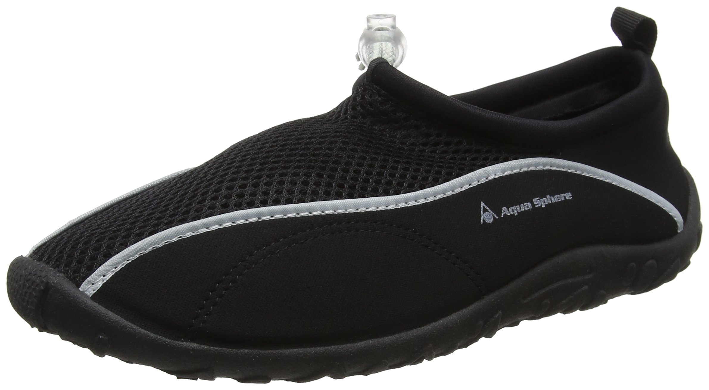 Aqua Sphere Men's Lisbona Neoprene Water Shoes for Beach Swimming Surfing - Lightweight Quick-Dry Slip-On Design - Black Silver - Size EUR 38 - Perfect for Water Sports, Pool, and Outdoor Activities