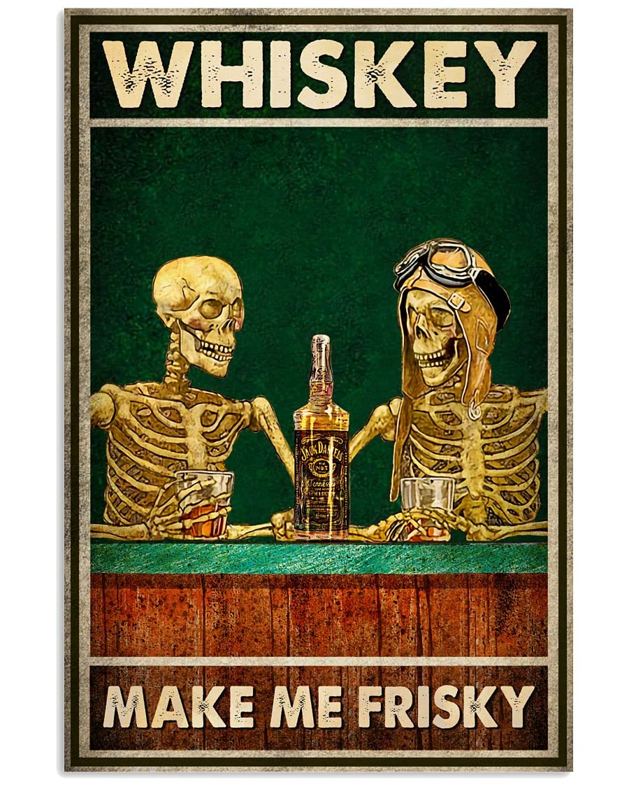 Funny Pilot Gifts Whiskey Make Me Frisky Canvas Poster - Aviation Humor Wall Art for Home & Bar Decor - Perfect Christmas, Birthday & Aviation Day Gift for Men & Women - Great for Living Room, Man Cave or Office Decor