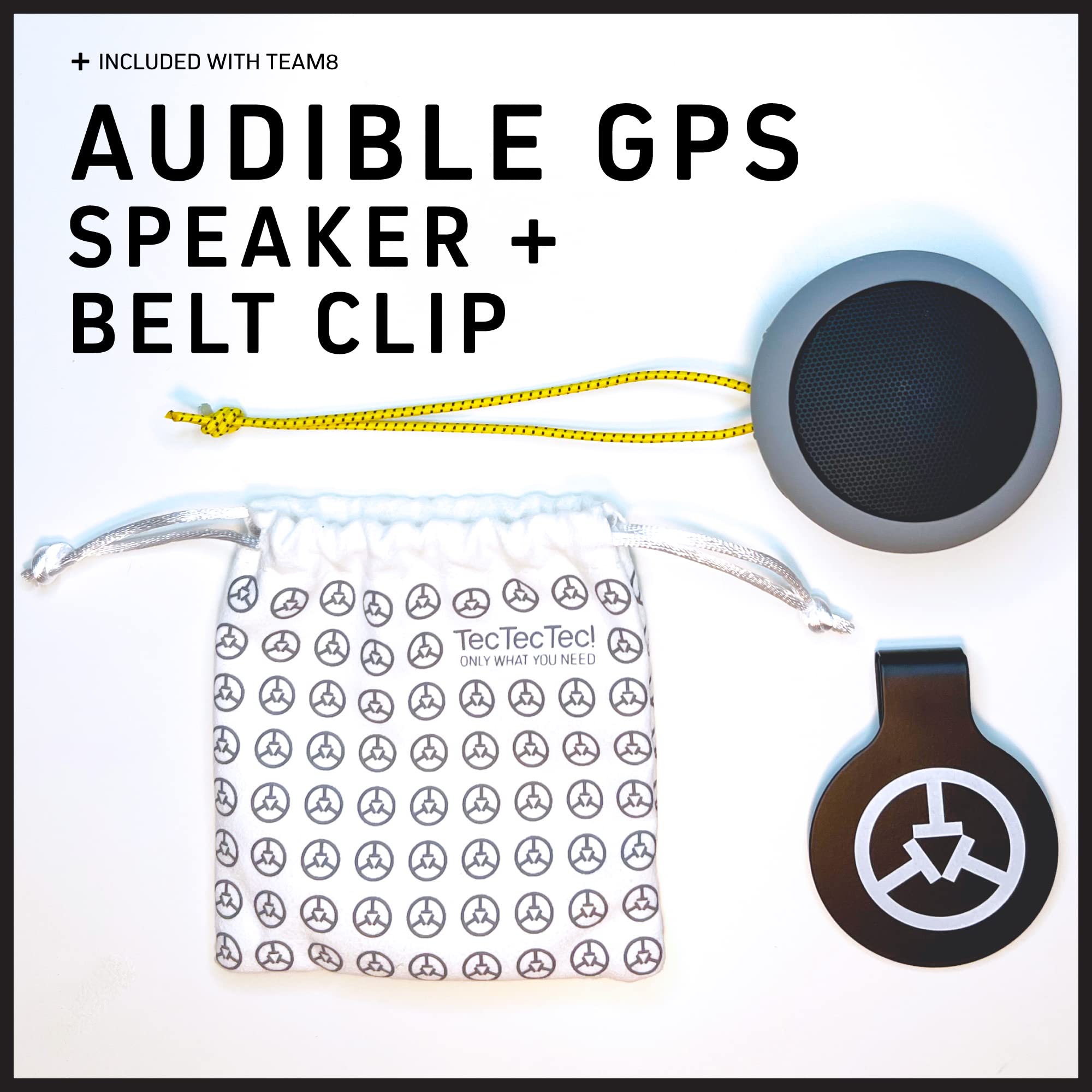 TecTecTec TEAM8 S Golf GPS Bluetooth Speaker - Smart Audible GPS Rangefinder & Wireless Speaker for Golfers - Perfect for On-Course Distance Measurement & Music Playback