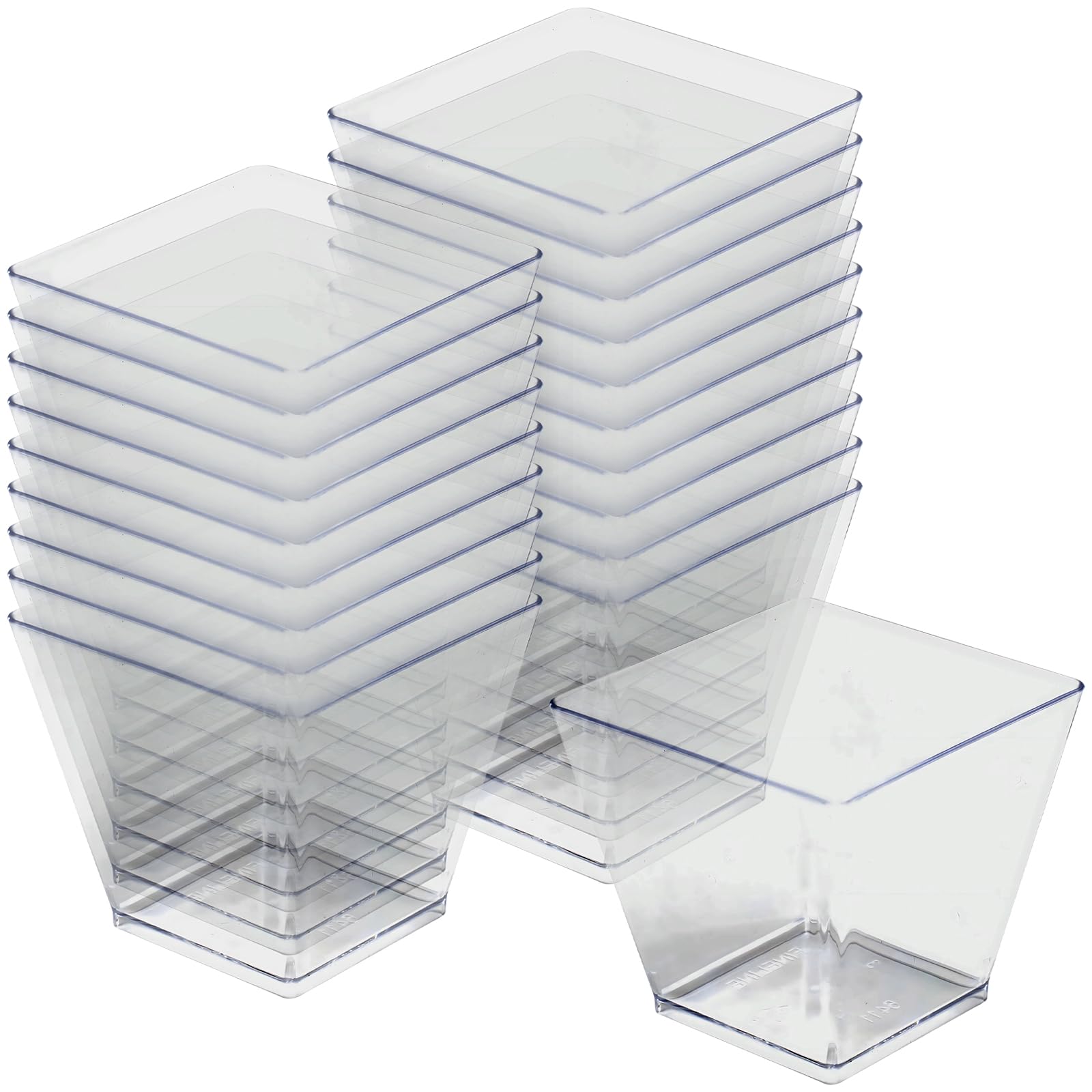 Fineline Settings 20-Count Tiny 2oz Clear Plastic Cube Cups - Perfect for Party Snacks, Desserts, Candy, Ice Cream & Appetizers - Disposable Mini Containers for Events, Catering & Home Use