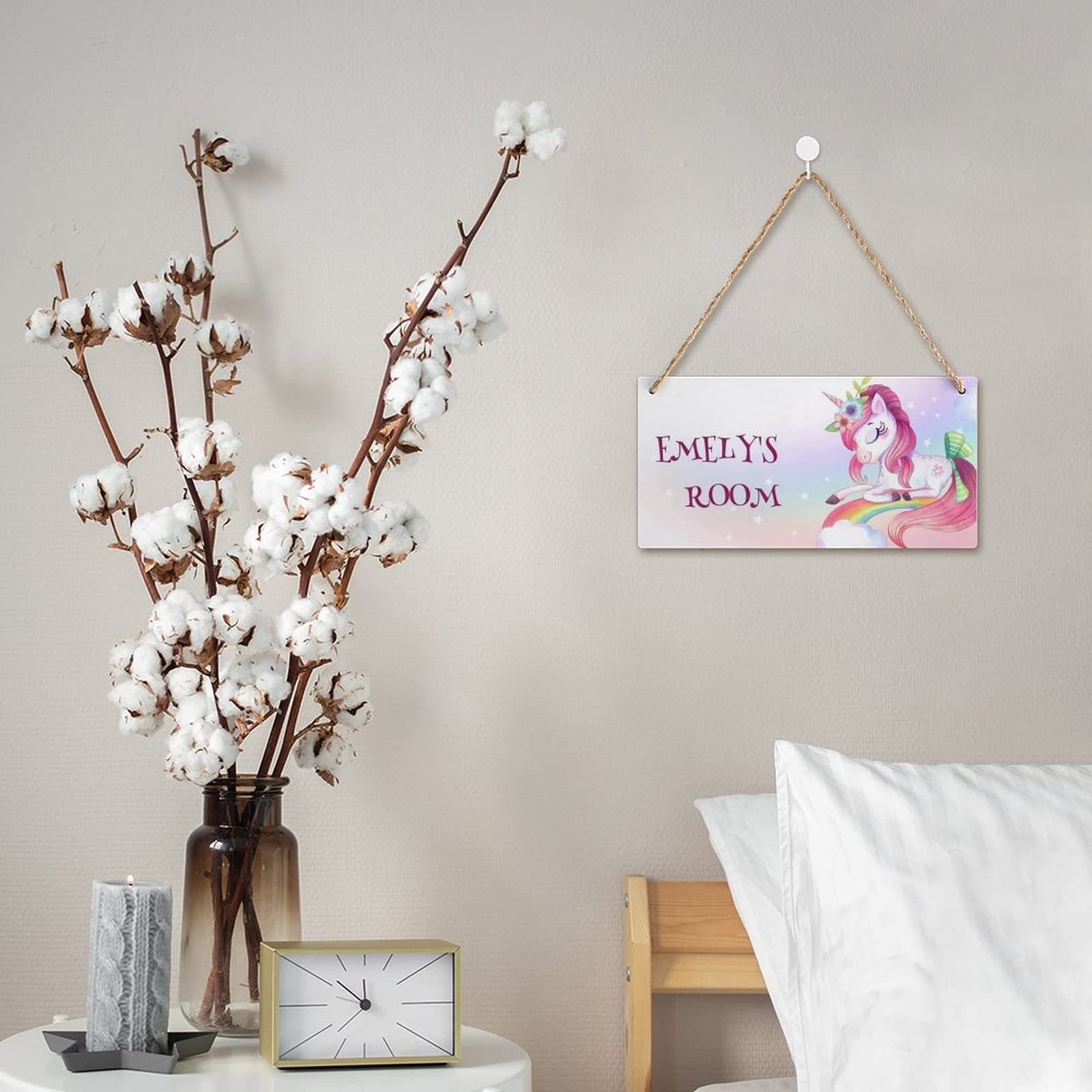 Personalized Rainbow Unicorn Wooden Sign - Nursery & Bedroom Wall Decor
