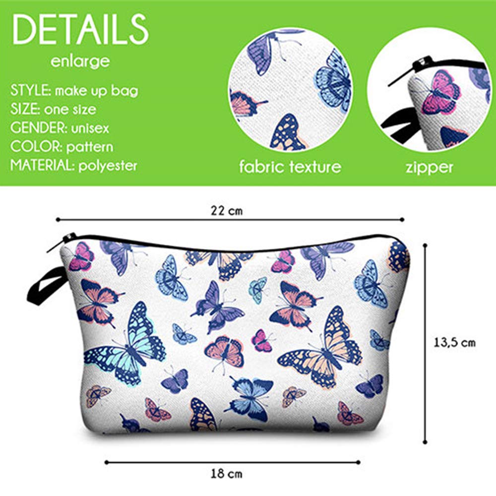 Waterproof Cosmetic Bag for Women - Large Roomy Makeup Pouch, Travel Toiletry Organizer with Adorable Butterfly Design, Perfect for Travel, Gym & Daily Use (Butterfly 2360)