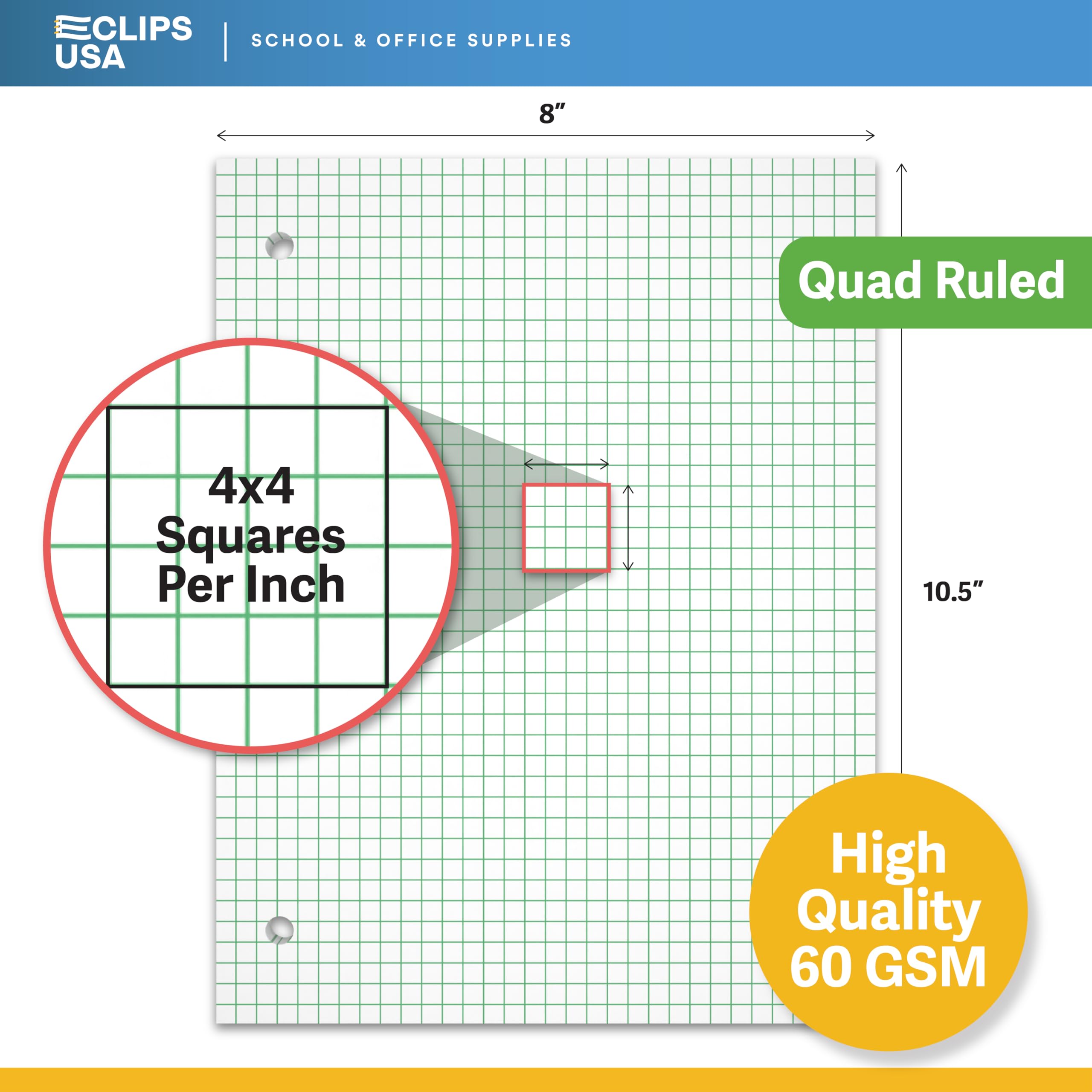 Graph Paper Notebook - 4x4 Quad Ruled, 10.5