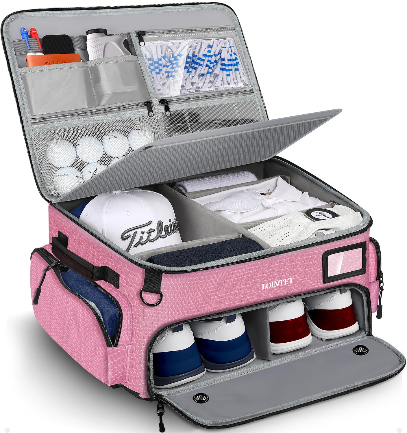 Waterproof Golf Trunk Organizer with Ventilated Shoe Compartment – Storage for Golf Balls, Tees, Hats, Clothes & Accessories – Perfect Golf Gift for Men & Women – Ideal for Car, SUV & Travel Use