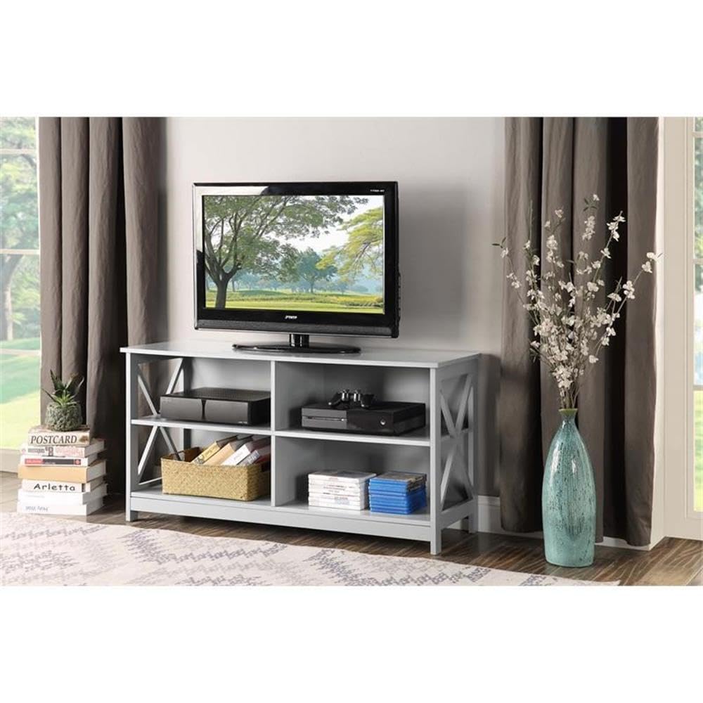 Pemberly Row 50 Inch TV Stand Entertainment Center Console - Modern Gray TV Cabinet for Living Room, Bedroom & Home Theater Setup
