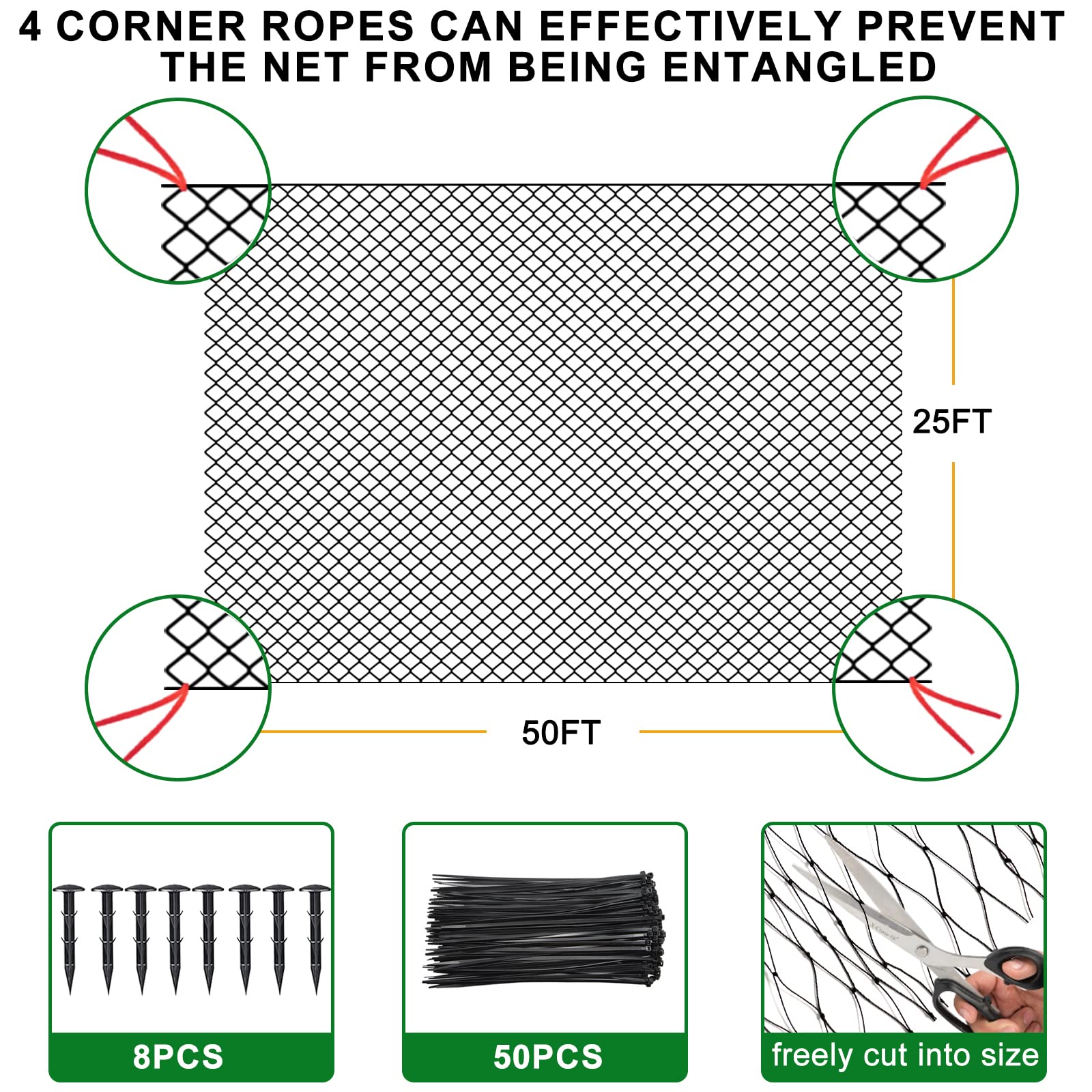 25'x50' Bird Netting - 3/4