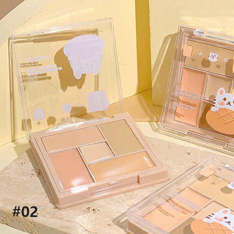 xixi Five Color Concealer Palette - Long Lasting, Full Coverage, Brightening & Hydrating for Dark Circles & Blemishes | Perfect for Makeup, Contouring & Everyday Use