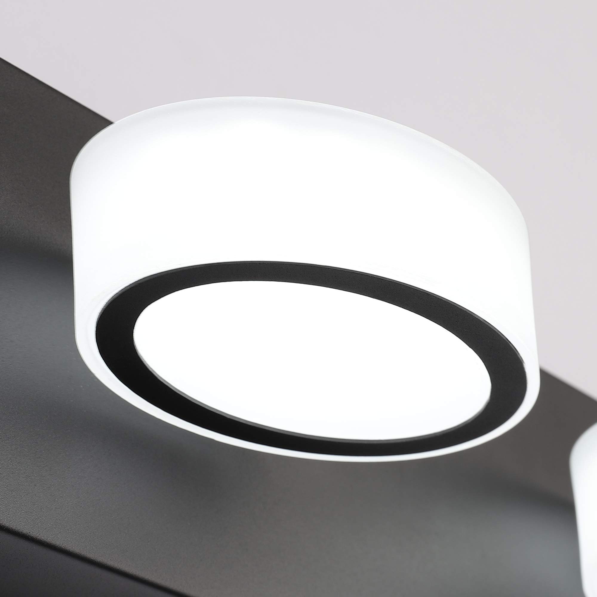 SOLFART Modern Bathroom Vanity Light - 41 Inch Rotating Oval Acrylic LED Mirror Light Fixture (5 Lights, Matte Black) for Bathroom, Powder Room & Dressing Area | Energy-Efficient Illumination