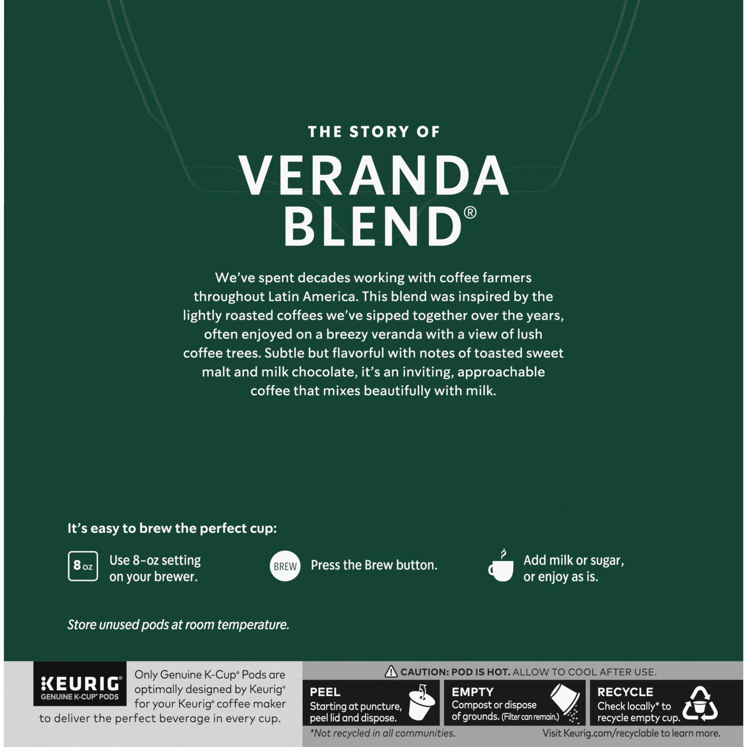 Starbucks Veranda Blend Coffee K-Cups, 96 Count (4 Boxes of 24) - Light Roast Coffee Pods for Keurig Brewers - Perfect for Home, Office & Morning Coffee Routine