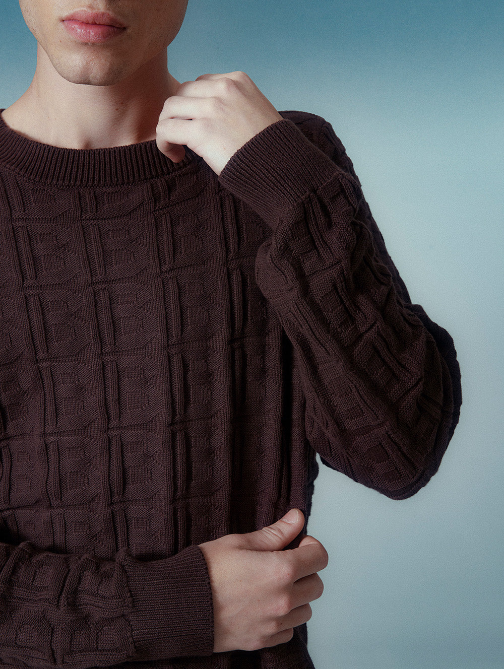 Premium Men's Organic Cotton Jacquard Sweater - Soft & Breathable Knit Pullover for Casual Wear & Winter Layering
