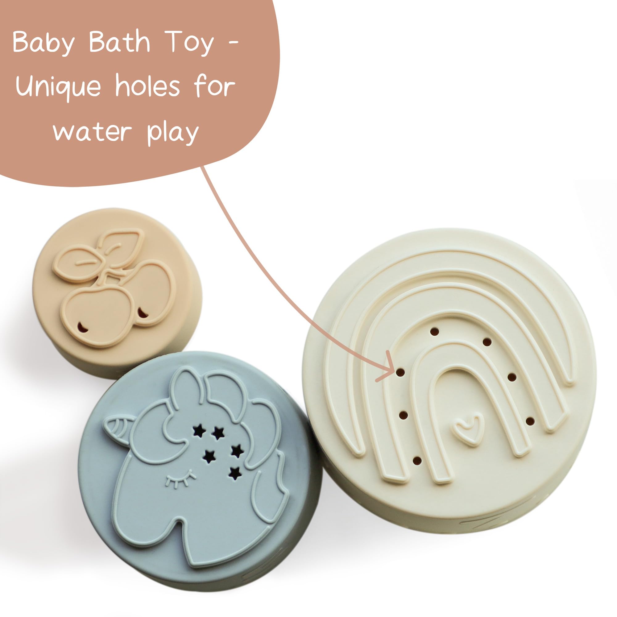 **Moonkie Stacking Cups Toy - 7 Piece Soft Silicone Baby Teething & Educational Toys for Infants 6+ Months | Montessori Learning, Bath Time & Sensory Play**