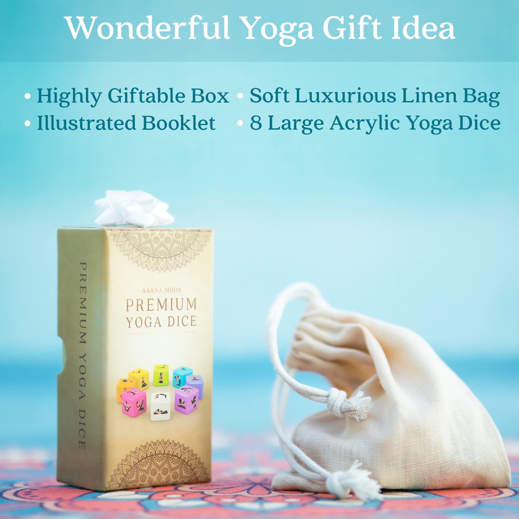 Yoga Dice Set - Unique Yoga Gifts for Women & Yoga Lovers - Perfect Yoga Accessories for Teachers & Yogis - Great Gift Idea for Yoga Instructors - Ideal for Yoga Classes, Home Practice & Meditation Sessions