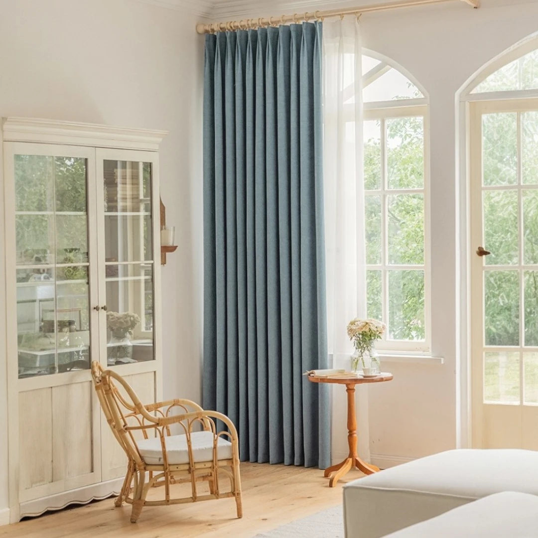 Janet Herringbone Fire Retardant Chenille Blackout Curtains for Bedroom & Living Room - Thermal Insulated Noise Reducing Window Drapes for Home Decor