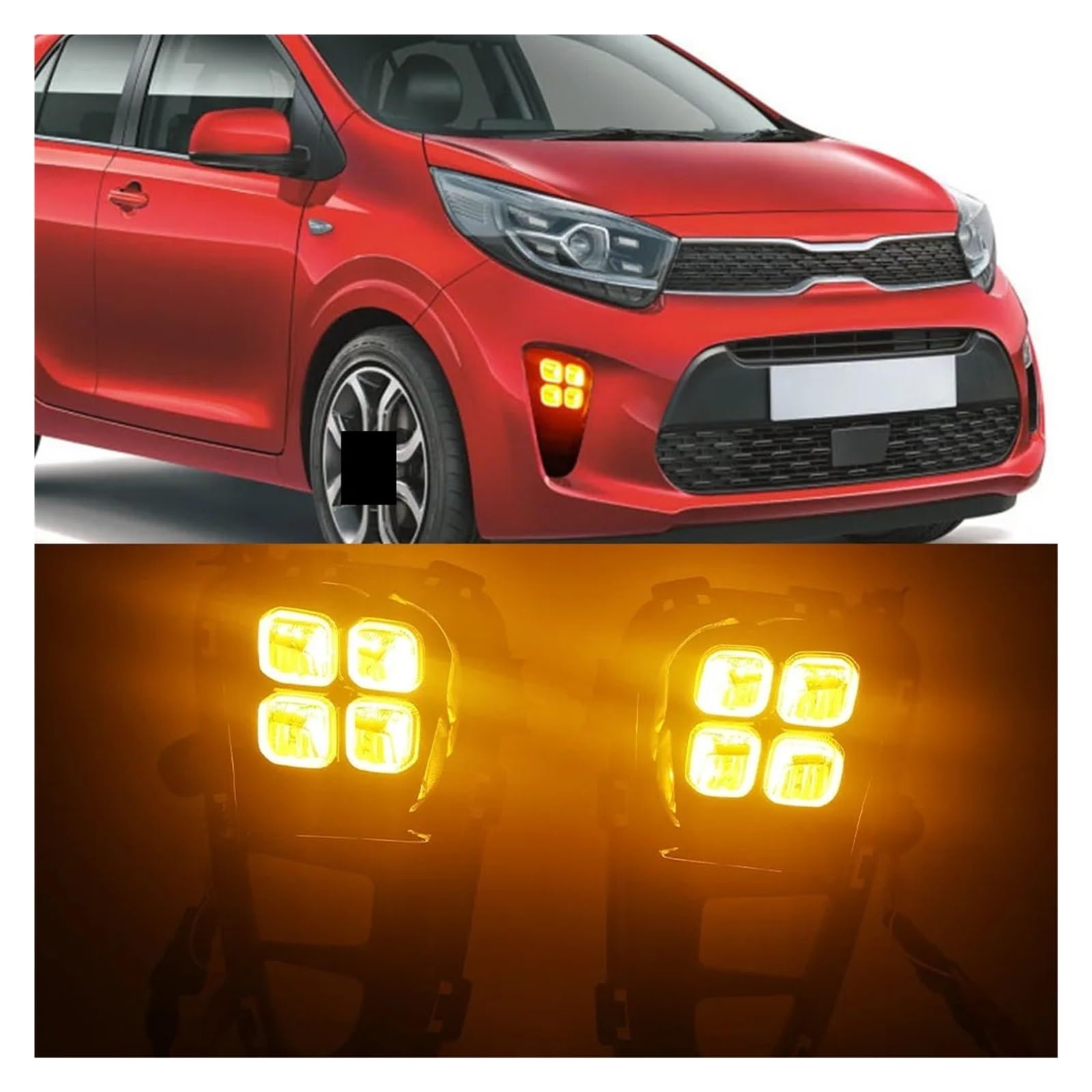 Compatible LED Fog Lights & DRL Headlights for Kia Picanto 2017-2020 - Daytime Running Lights Front Bumper Lamp Assembly - Perfect for Night Driving & Enhanced Visibility