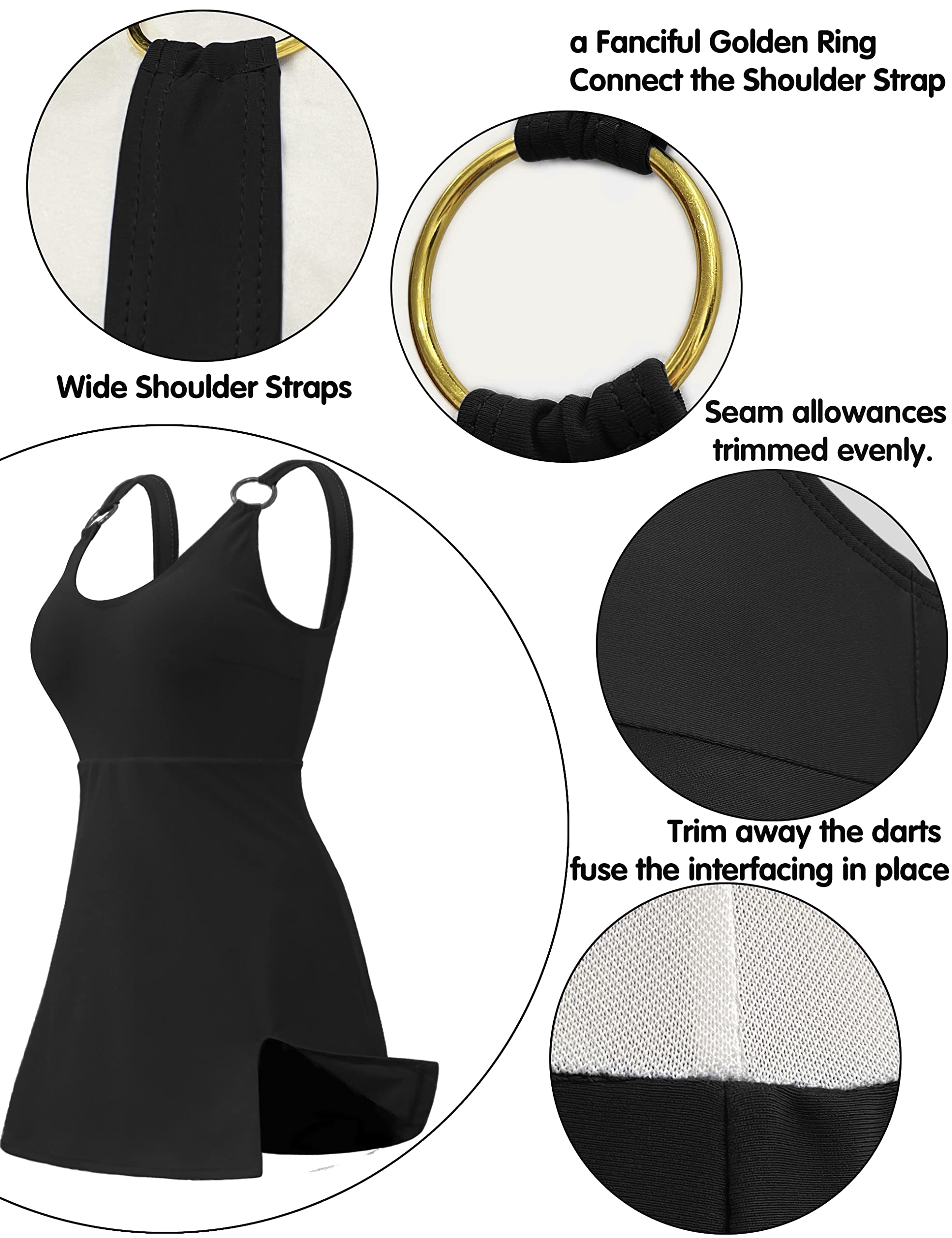 AONTUS Plus Size One Piece Swimsuits for Women - Tummy Control Bathing Suit with Skirt - Flattering Swim Dress for Beach, Pool & Vacation