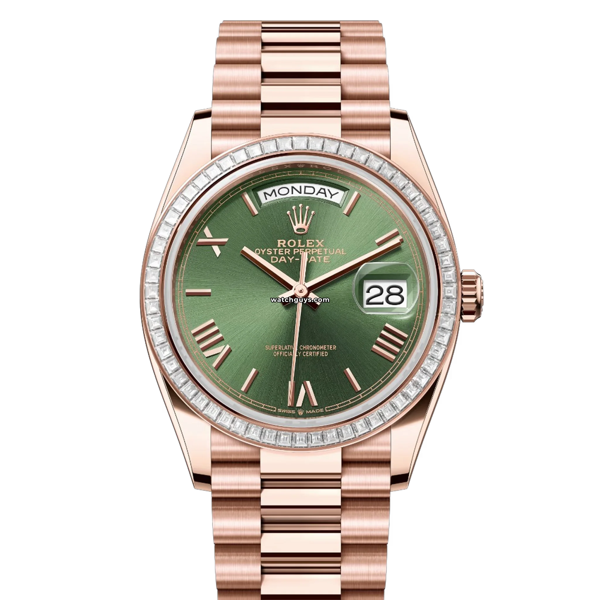 Rolex Day Date 128395TBR Olive Green Dial 18K Yellow Gold Men's Watch - Luxury Timepiece for Business & Formal Occasions
