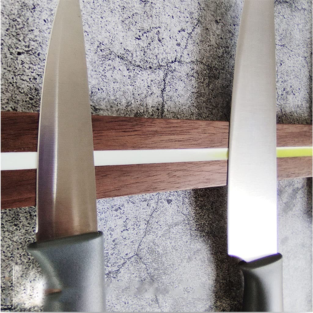 Premium Magnetic Knife Holder - Solid Beech Wood Wall Mounted Knife Storage with Strong Magnets - No Punch Required - Universal Kitchen Utensil Organizer for Chefs & Home Cooks - Perfect for Countertop or Wall Space Saving in Modern Kitchens
