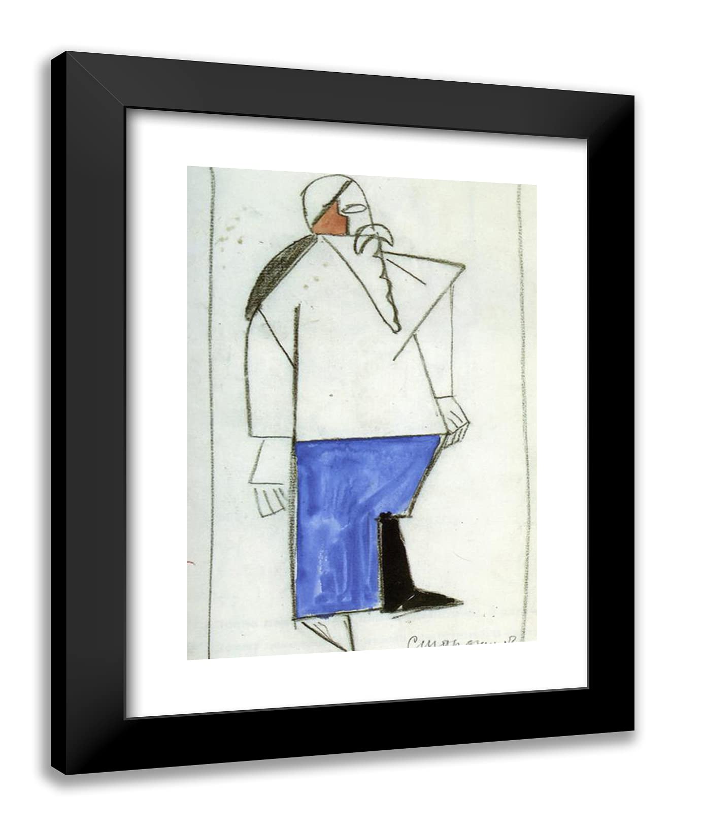 Kazimir Malevich Black Modern Framed Art Print - 19x24 Old Timer Painting - Abstract Wall Decor for Living Room, Office & Bedroom