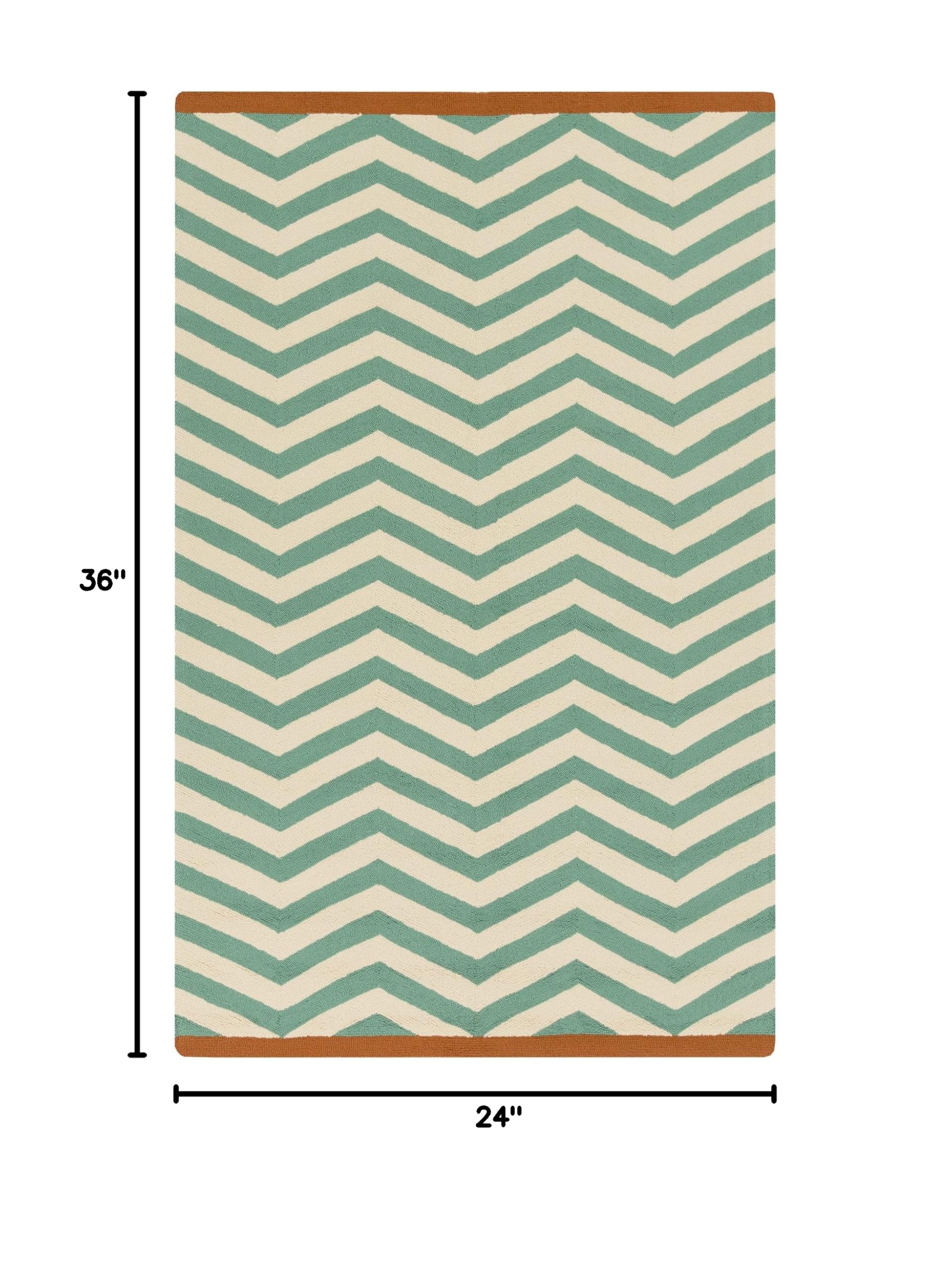Surya Rain Area Rug 2' x 3' Teal Rust Beige - Soft Non-Slip Indoor Outdoor Rug for Living Room, Bedroom, Patio & Entryway